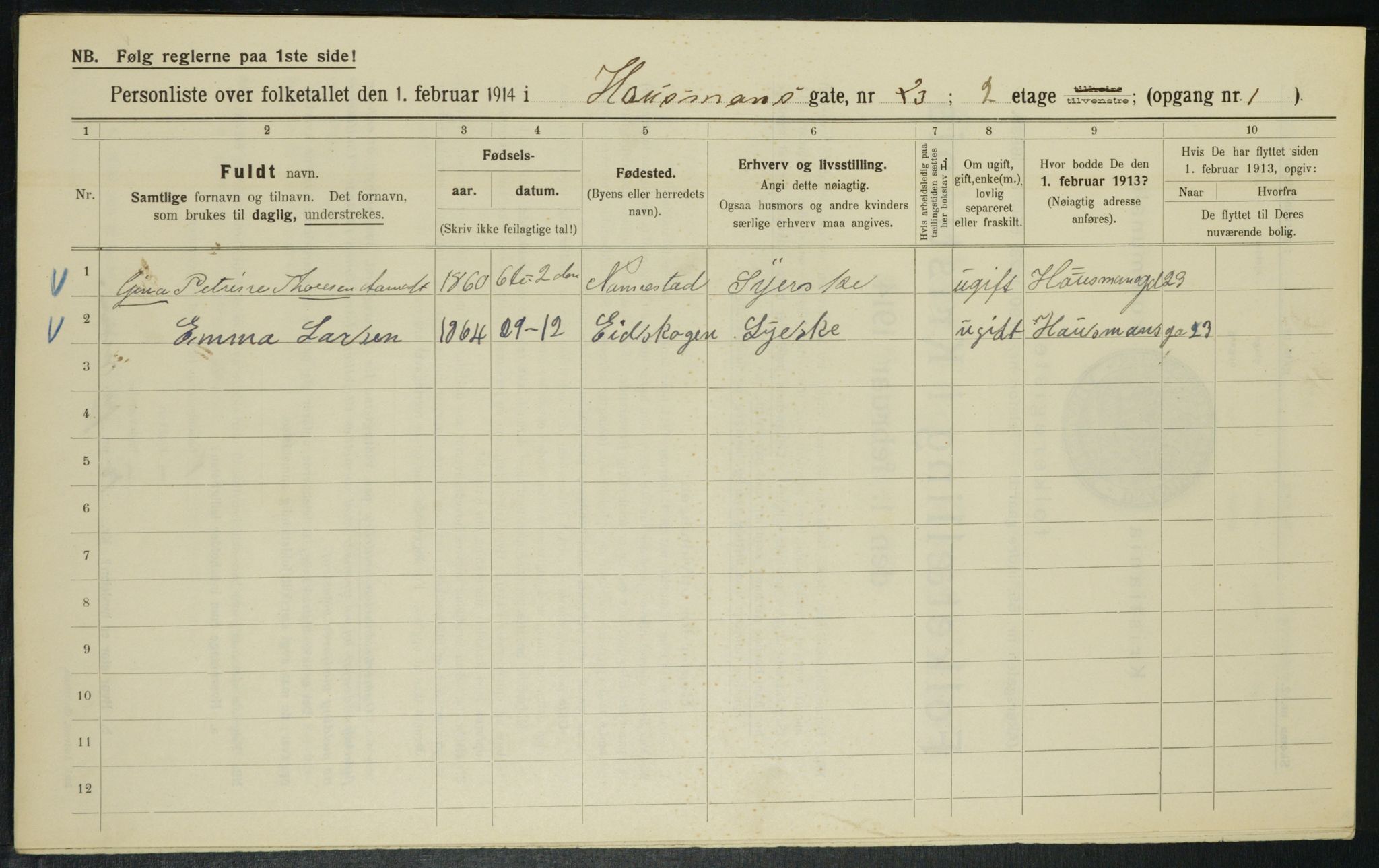 OBA, Municipal Census 1914 for Kristiania, 1914, p. 35550