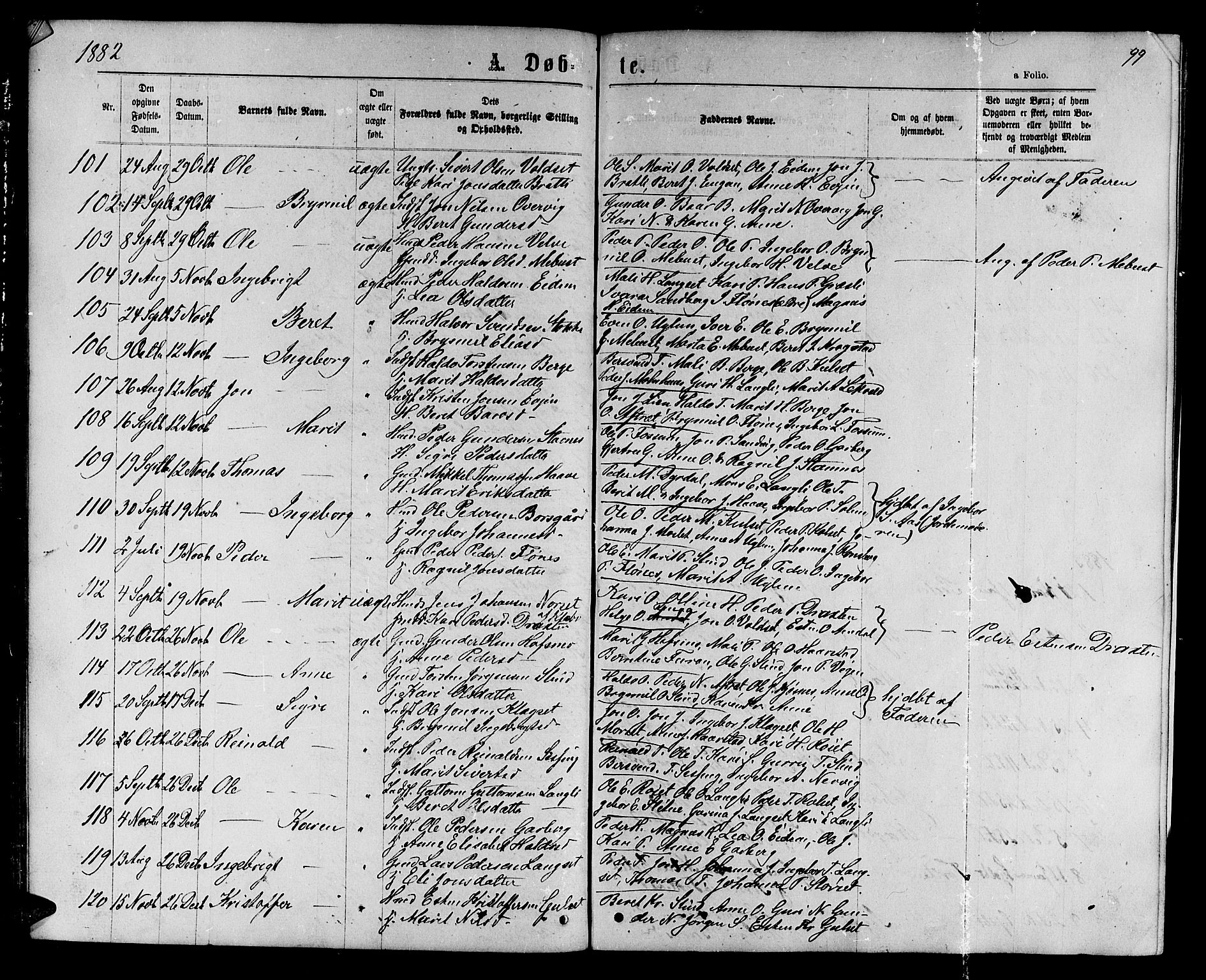 Ministerialprotokoller, klokkerbøker og fødselsregistre - Sør-Trøndelag, SAT/A-1456/695/L1156: Parish register (copy) no. 695C07, 1869-1888, p. 99
