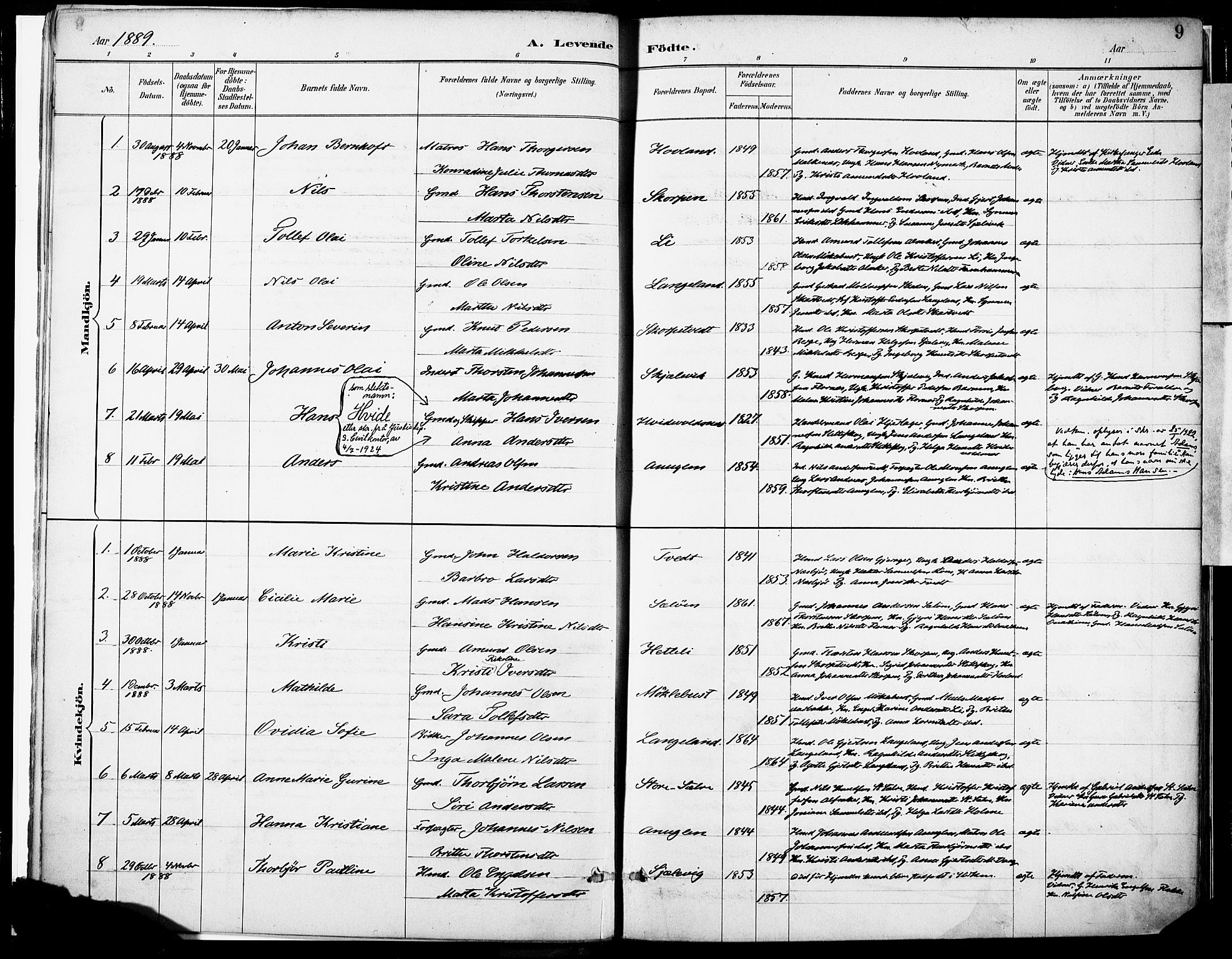Tysnes sokneprestembete, SAB/A-78601/H/Haa: Parish register (official) no. C 1, 1887-1912, p. 9