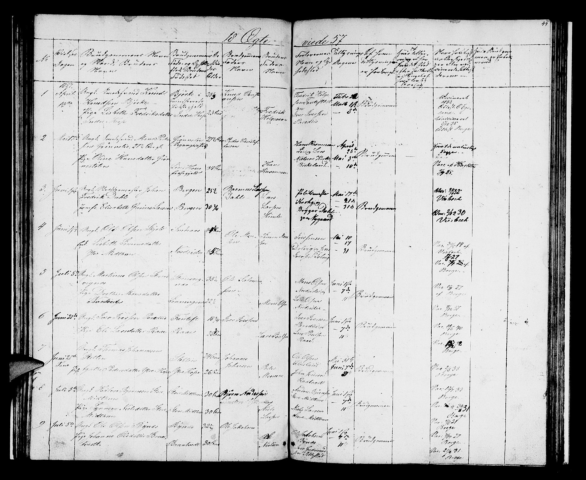 Birkeland Sokneprestembete, SAB/A-74601/H/Hab: Parish register (copy) no. A 1, 1853-1862, p. 44