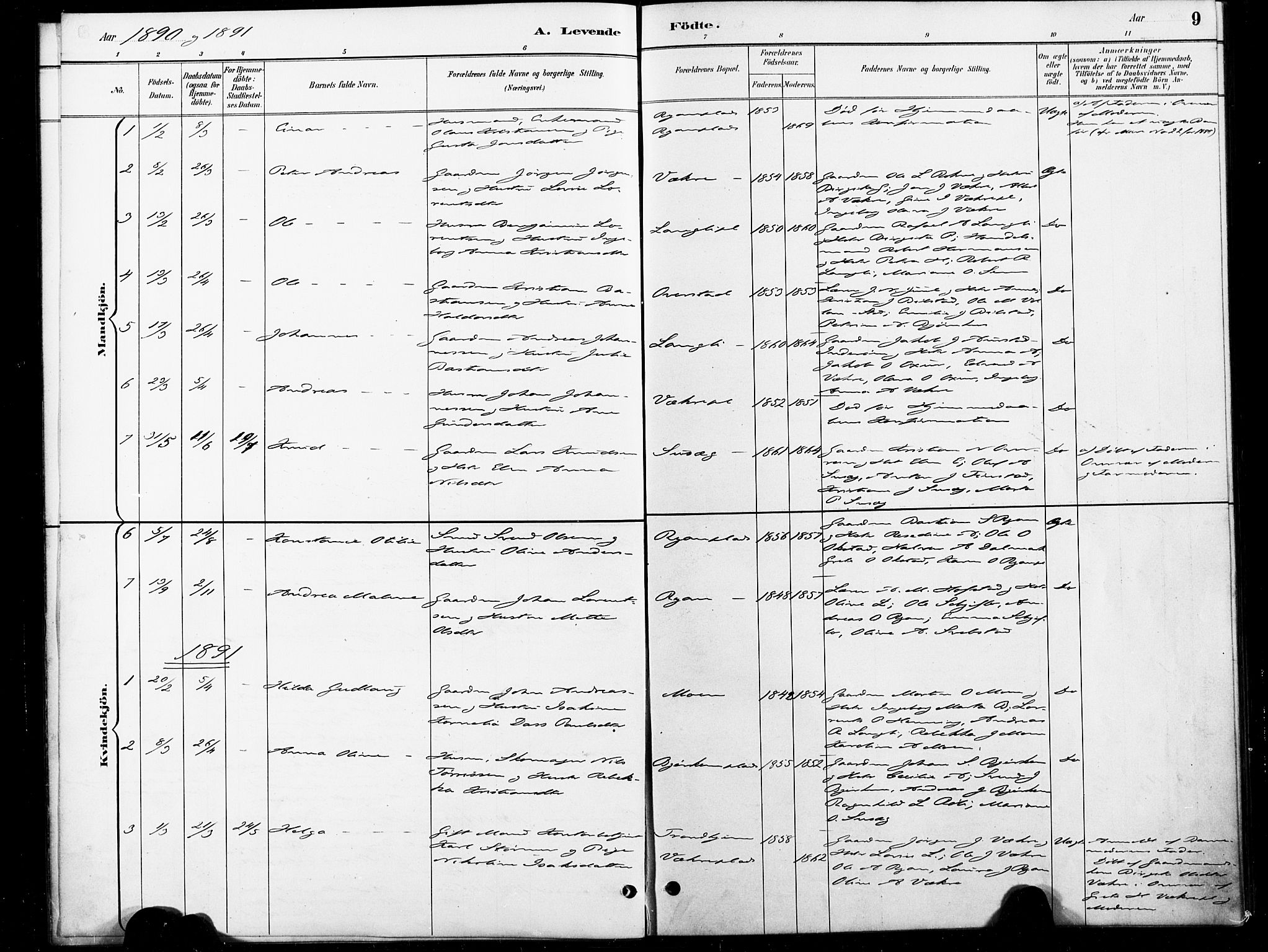 Ministerialprotokoller, klokkerbøker og fødselsregistre - Nord-Trøndelag, AV/SAT-A-1458/738/L0364: Parish register (official) no. 738A01, 1884-1902, p. 9
