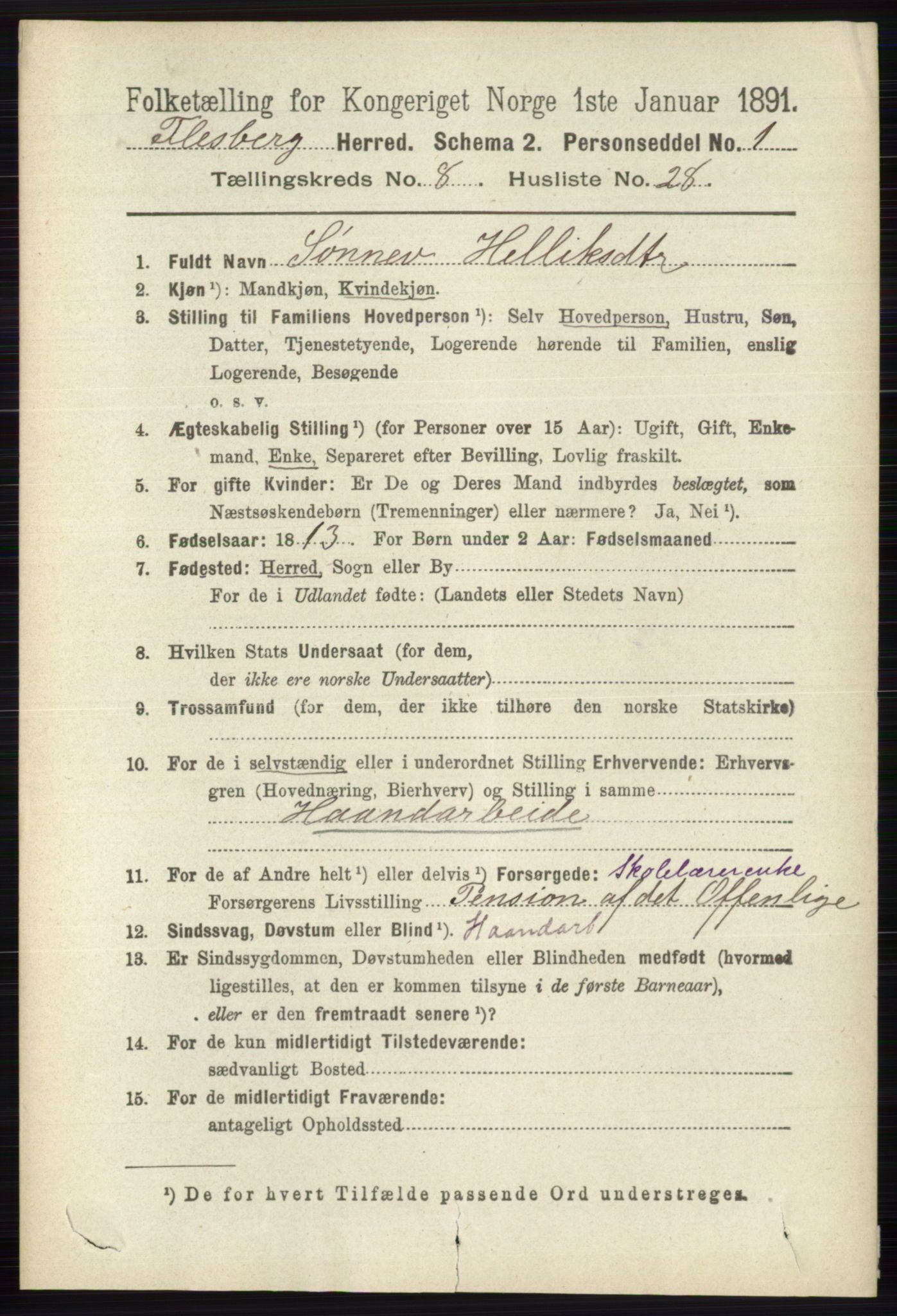 RA, 1891 census for 0631 Flesberg, 1891, p. 1494