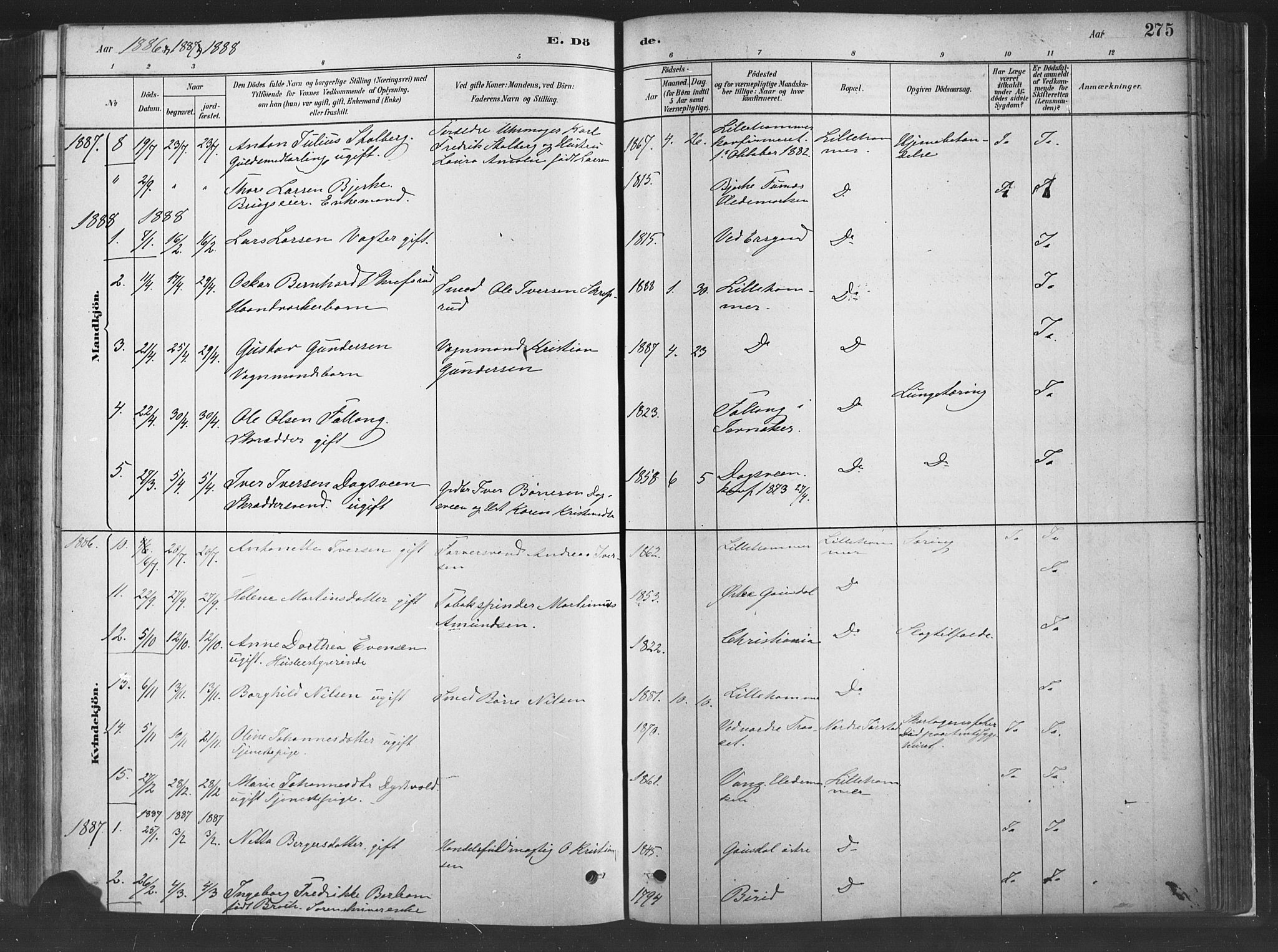 Fåberg prestekontor, SAH/PREST-086/H/Ha/Haa/L0010: Parish register (official) no. 10, 1879-1900, p. 275