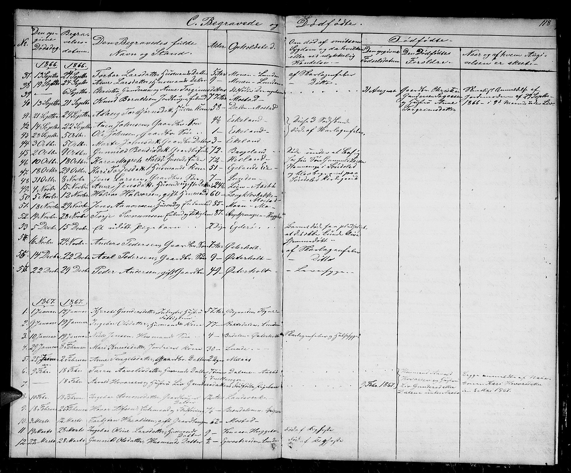 Gjerstad sokneprestkontor, AV/SAK-1111-0014/F/Fb/Fba/L0005: Parish register (copy) no. B 5, 1853-1867, p. 118