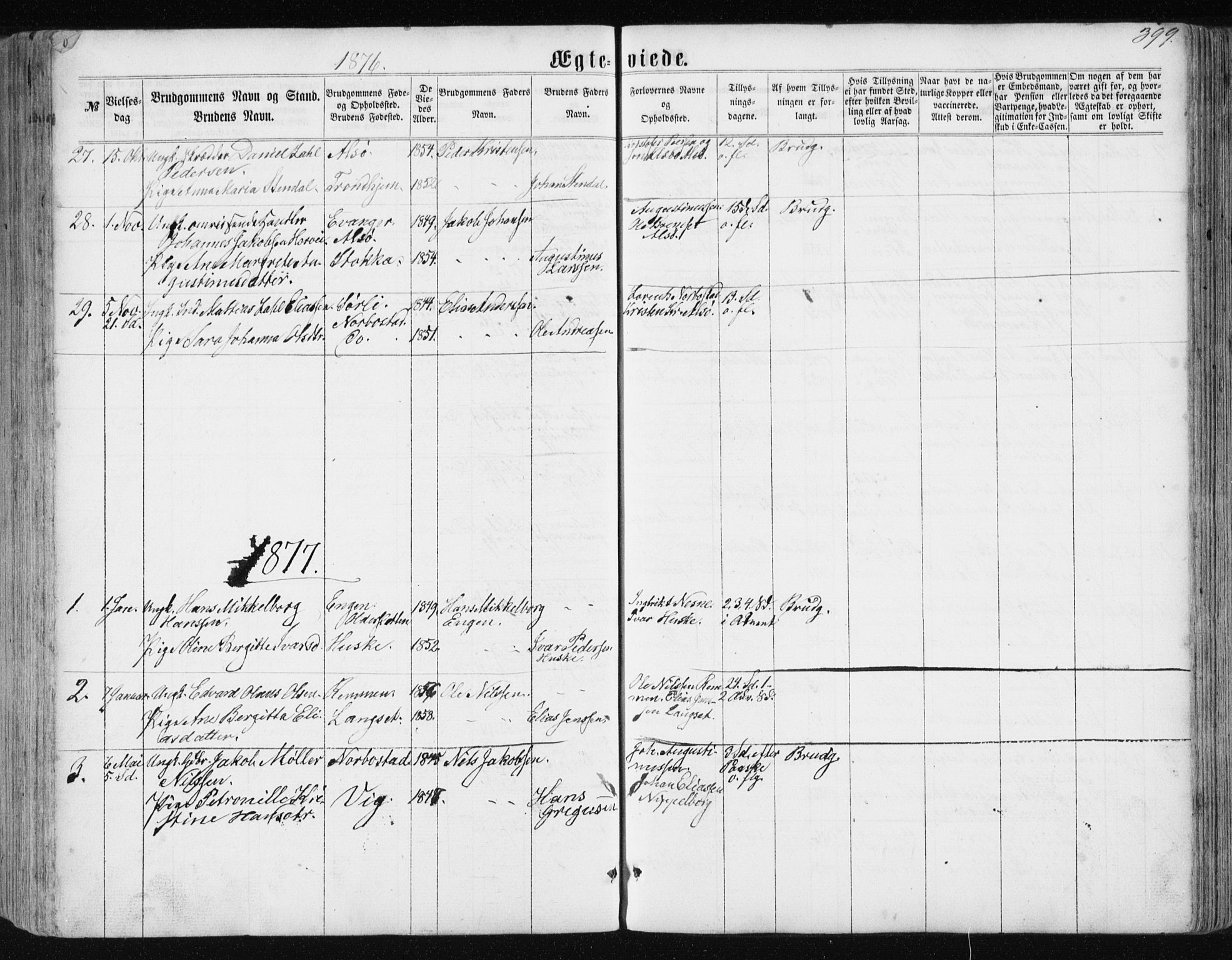 Ministerialprotokoller, klokkerbøker og fødselsregistre - Nordland, SAT/A-1459/838/L0556: Parish register (copy) no. 838C03, 1861-1893, p. 399
