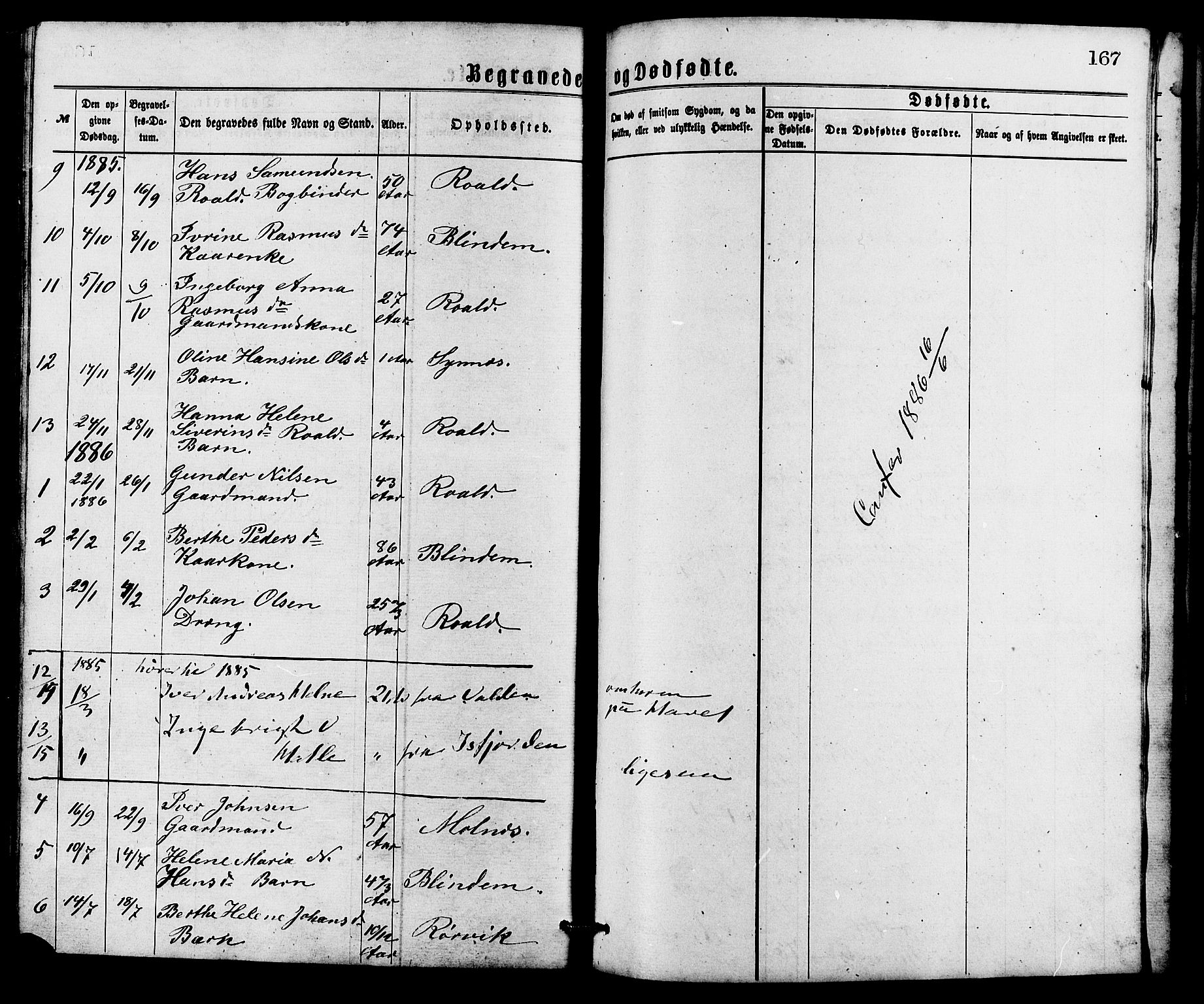 Ministerialprotokoller, klokkerbøker og fødselsregistre - Møre og Romsdal, SAT/A-1454/537/L0521: Parish register (copy) no. 537C02, 1869-1888, p. 167