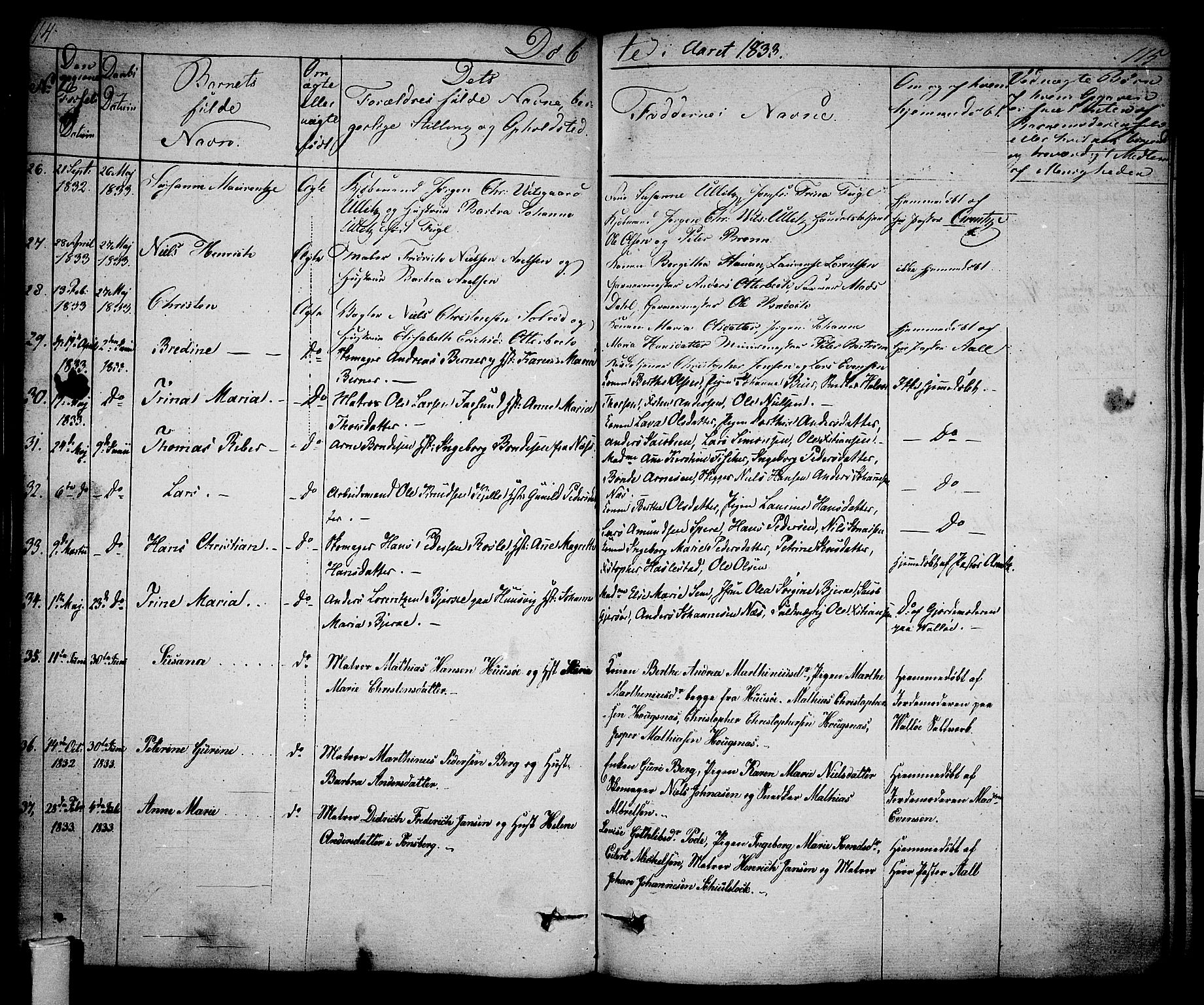 Tønsberg kirkebøker, SAKO/A-330/F/Fa/L0005: Parish register (official) no. I 5, 1827-1836, p. 114-115