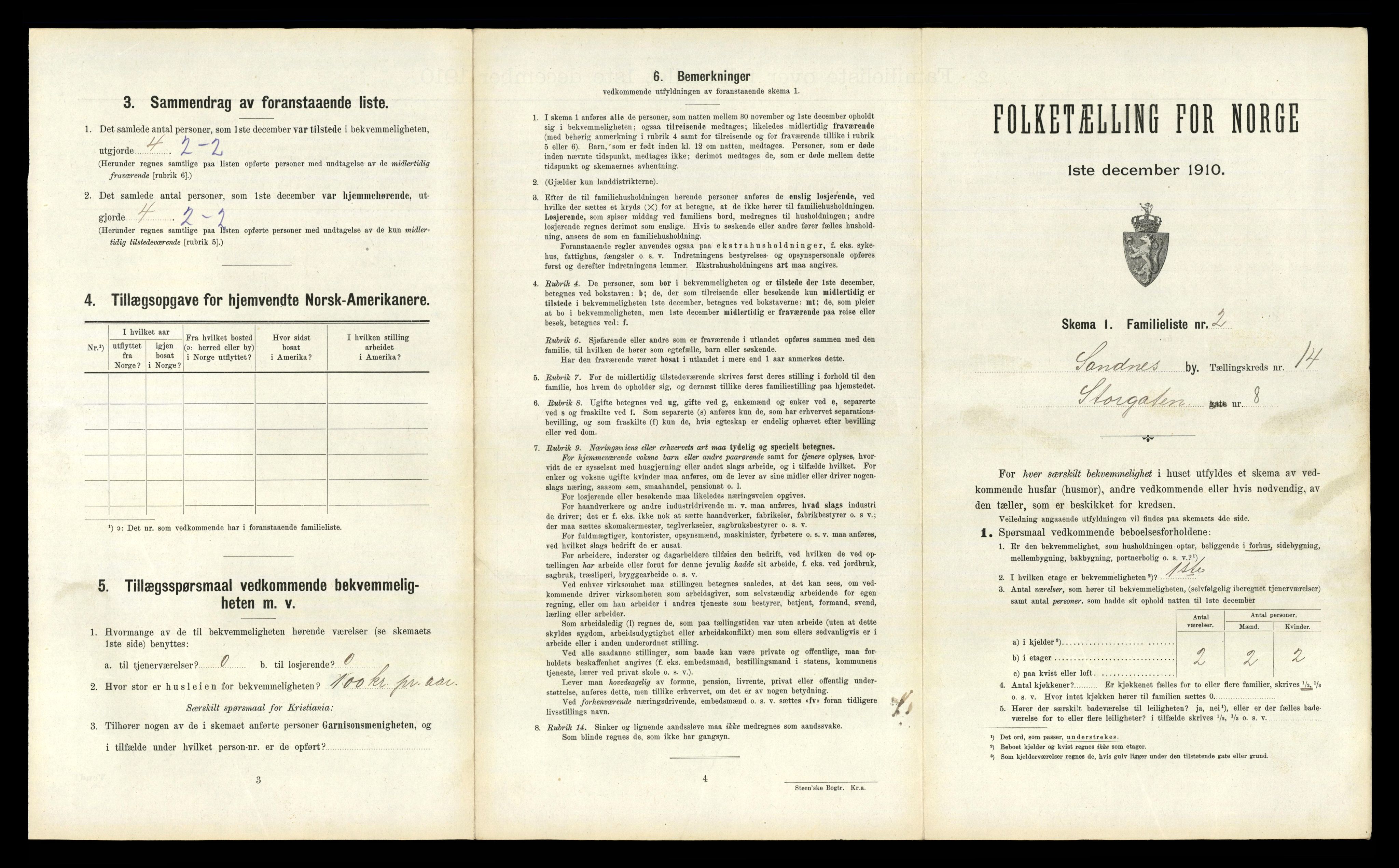 RA, 1910 census for Sandnes, 1910, p. 1446