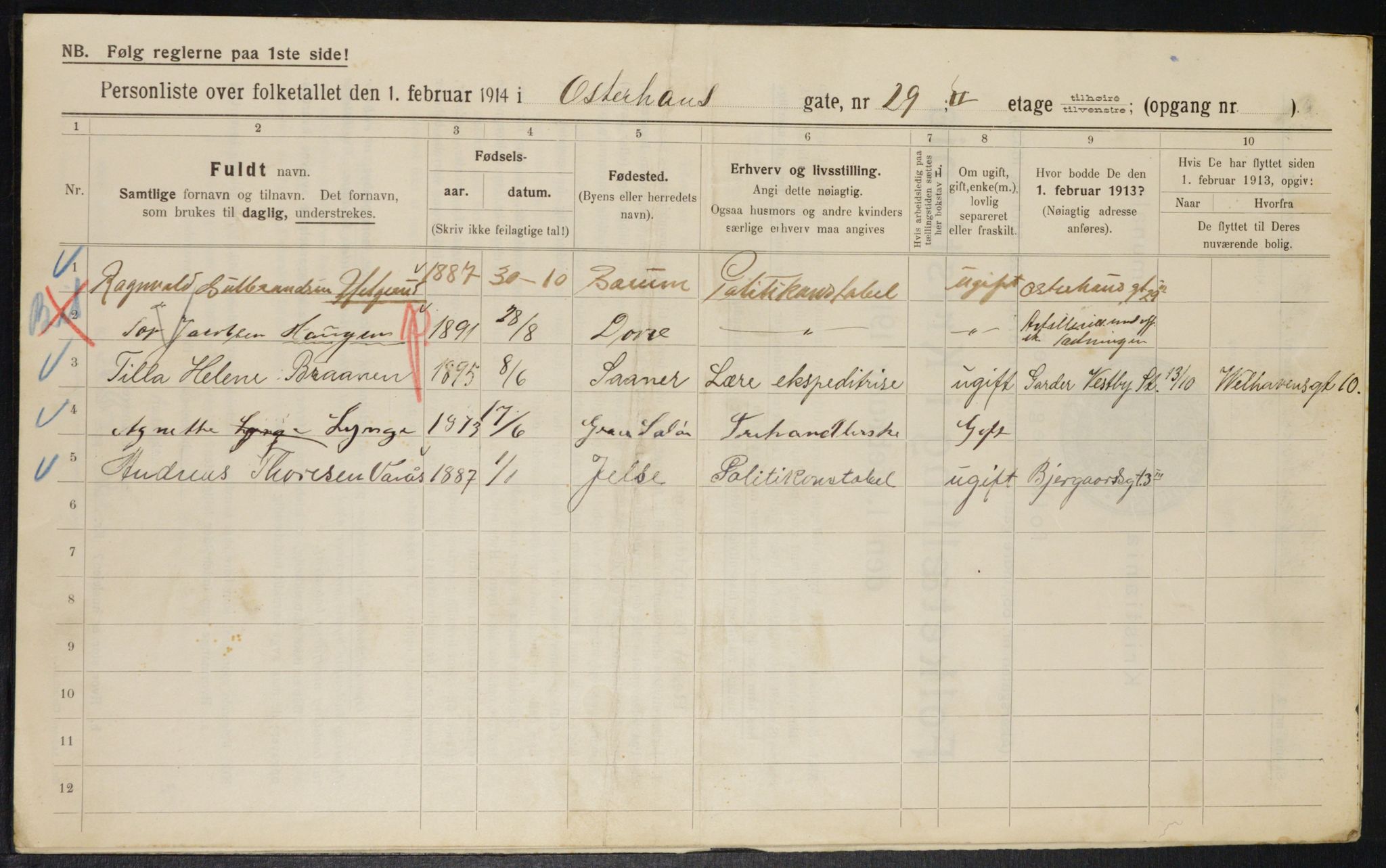 OBA, Municipal Census 1914 for Kristiania, 1914, p. 77816