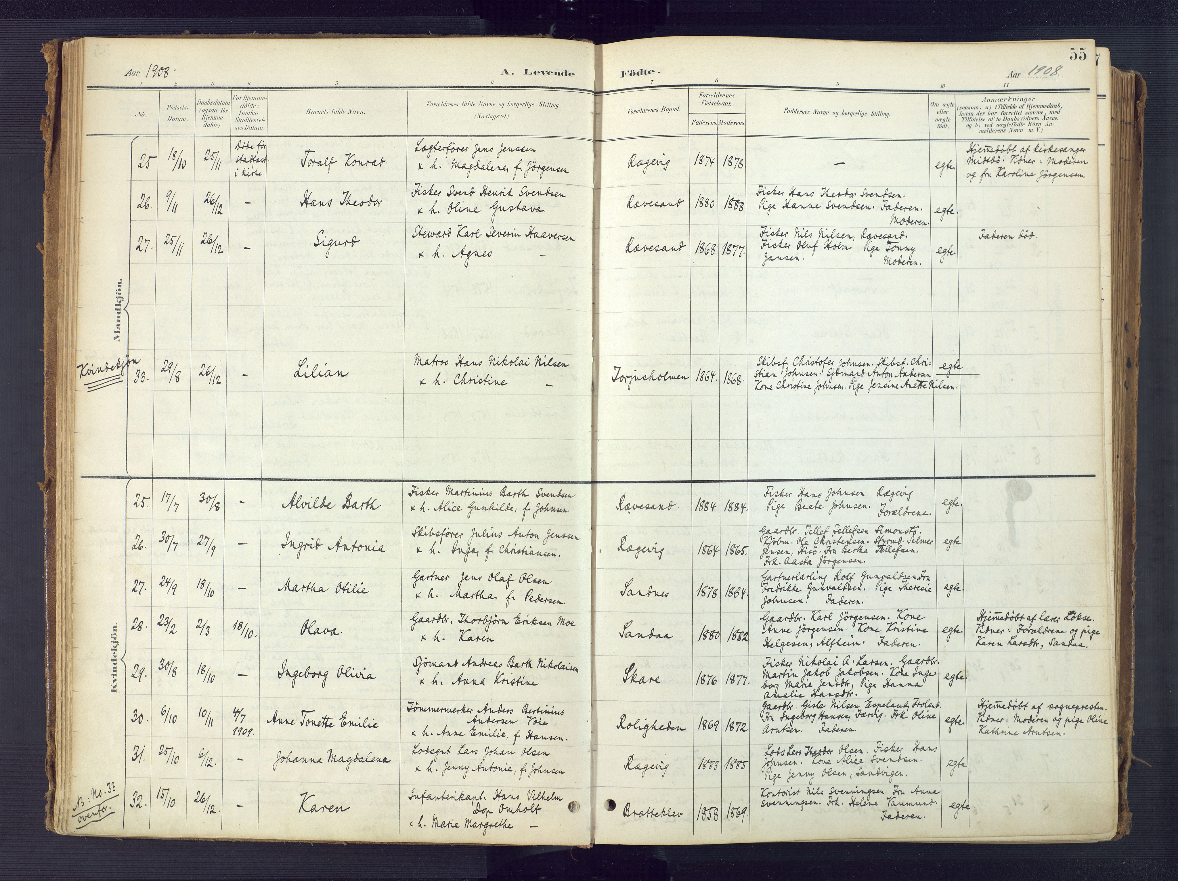 Tromøy sokneprestkontor, AV/SAK-1111-0041/F/Fa/L0010: Parish register (official) no. A 10, 1896-1912, p. 55