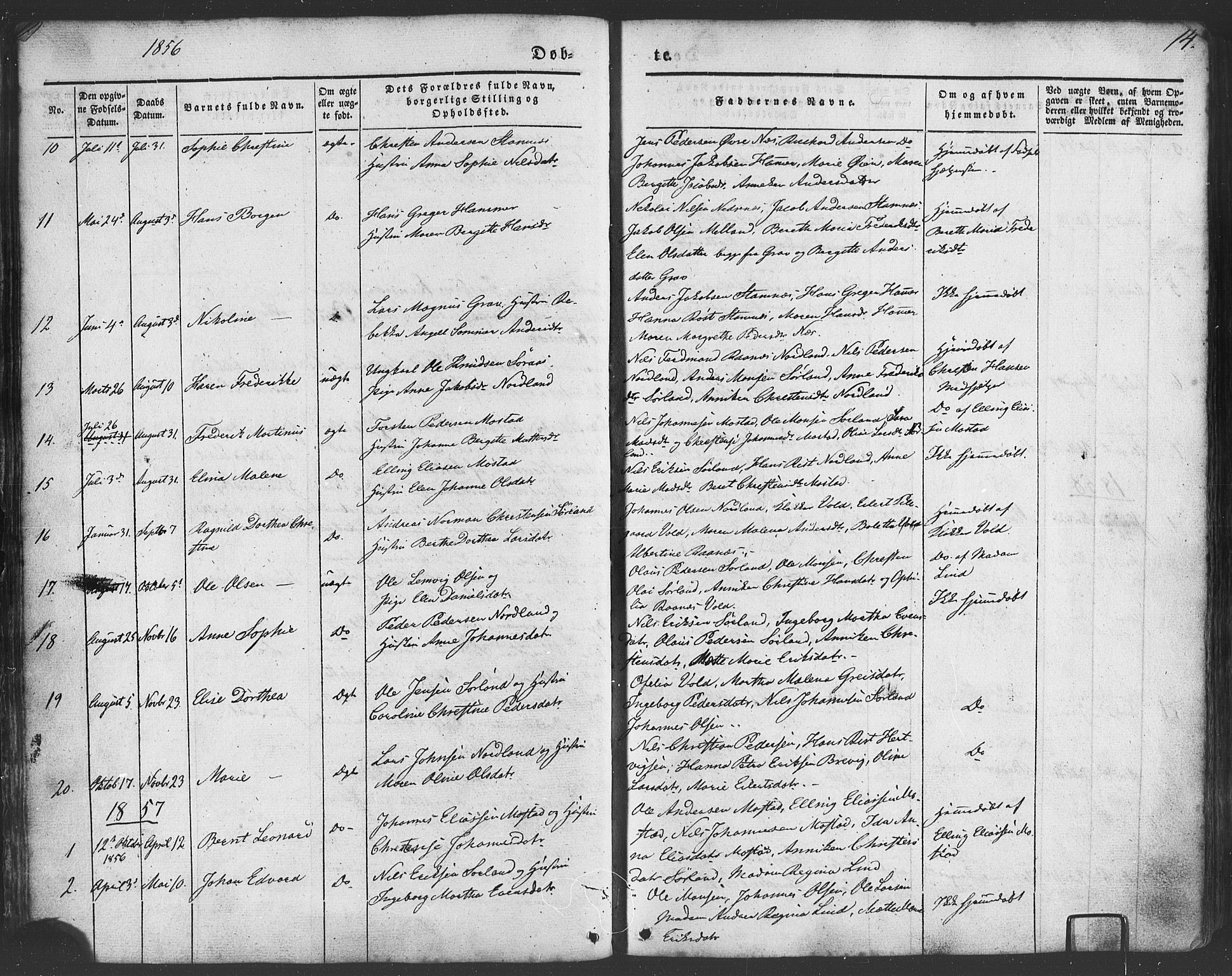 Ministerialprotokoller, klokkerbøker og fødselsregistre - Nordland, SAT/A-1459/807/L0121: Parish register (official) no. 807A04, 1846-1879, p. 14
