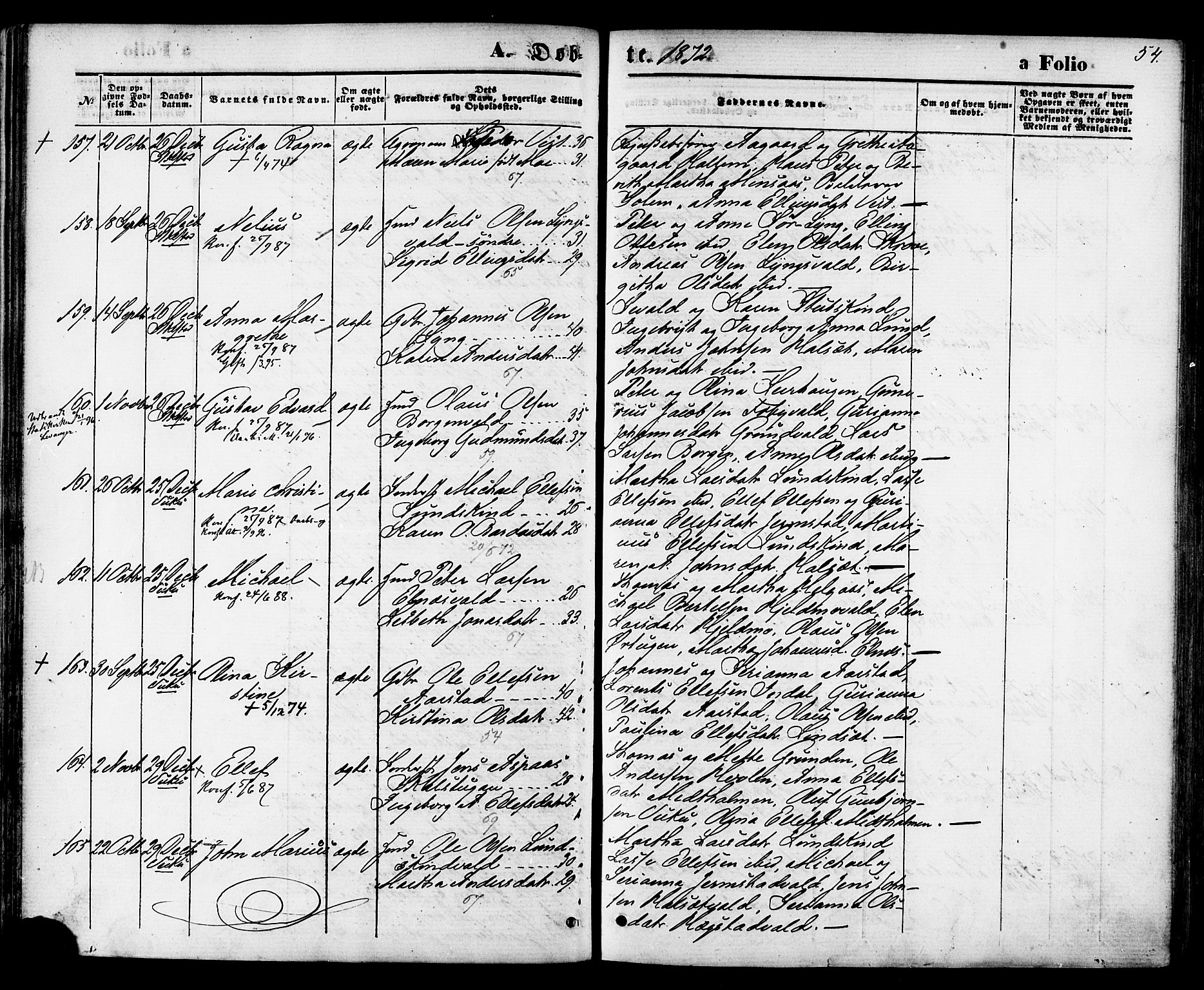 Ministerialprotokoller, klokkerbøker og fødselsregistre - Nord-Trøndelag, SAT/A-1458/723/L0242: Parish register (official) no. 723A11, 1870-1880, p. 54