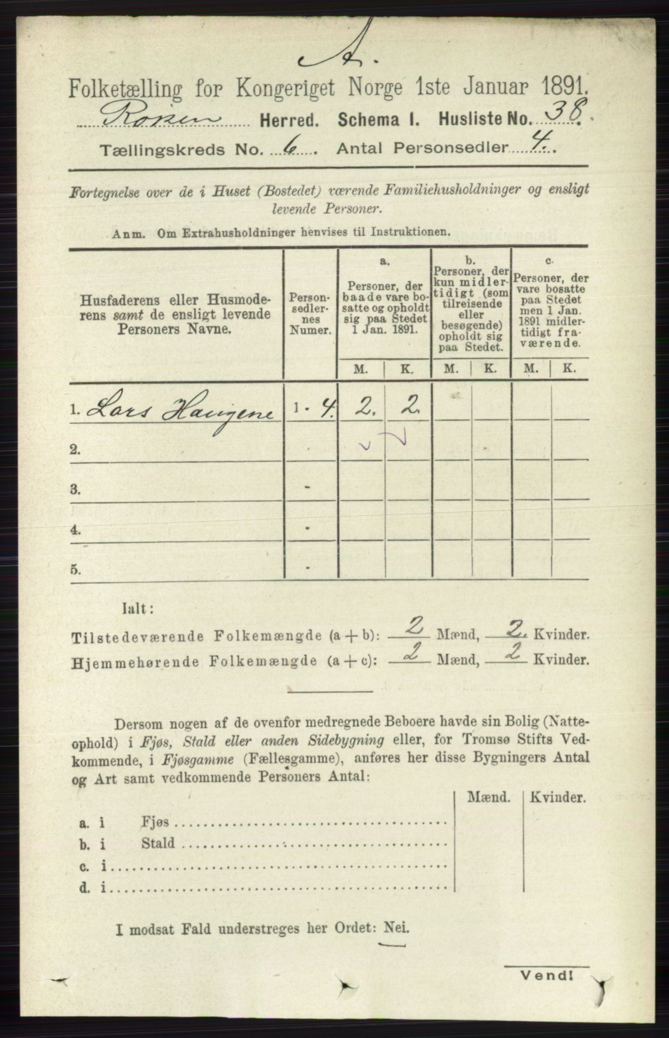 RA, 1891 census for 0627 Røyken, 1891, p. 3580