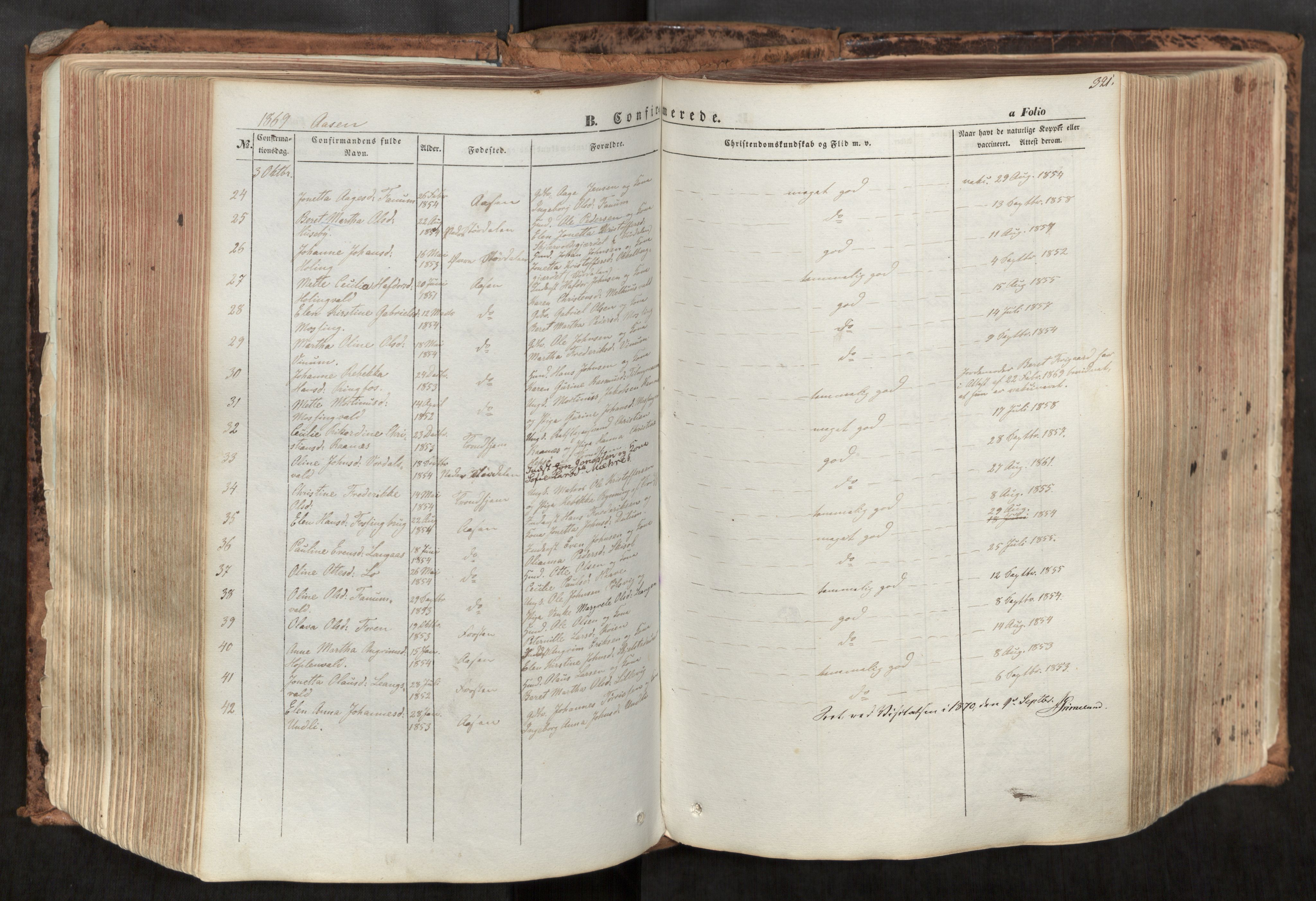 Ministerialprotokoller, klokkerbøker og fødselsregistre - Nord-Trøndelag, SAT/A-1458/713/L0116: Parish register (official) no. 713A07, 1850-1877, p. 321