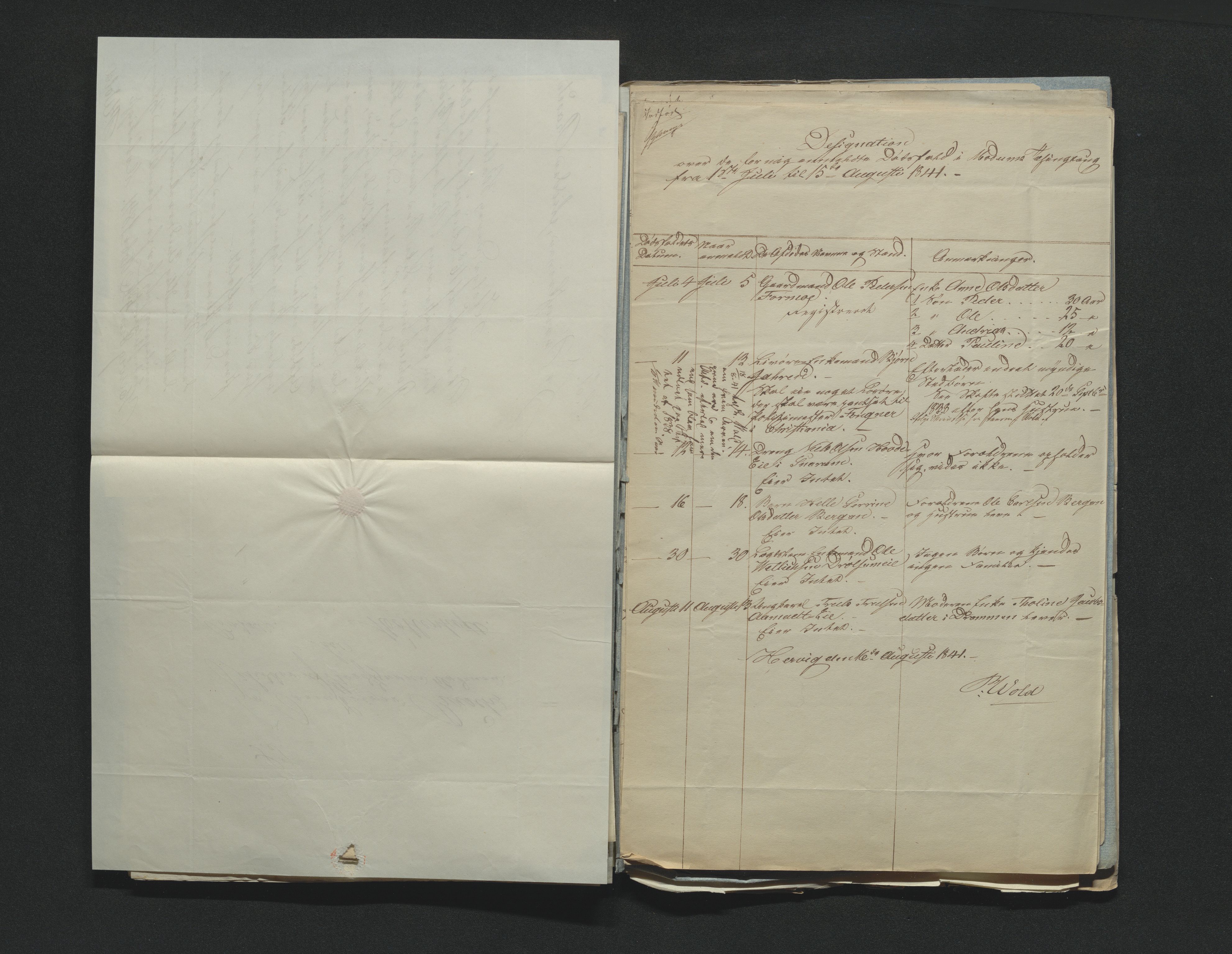 Eiker, Modum og Sigdal sorenskriveri, AV/SAKO-A-123/H/Ha/Hab/L0006: Dødsfallsmeldinger, 1841-1845
