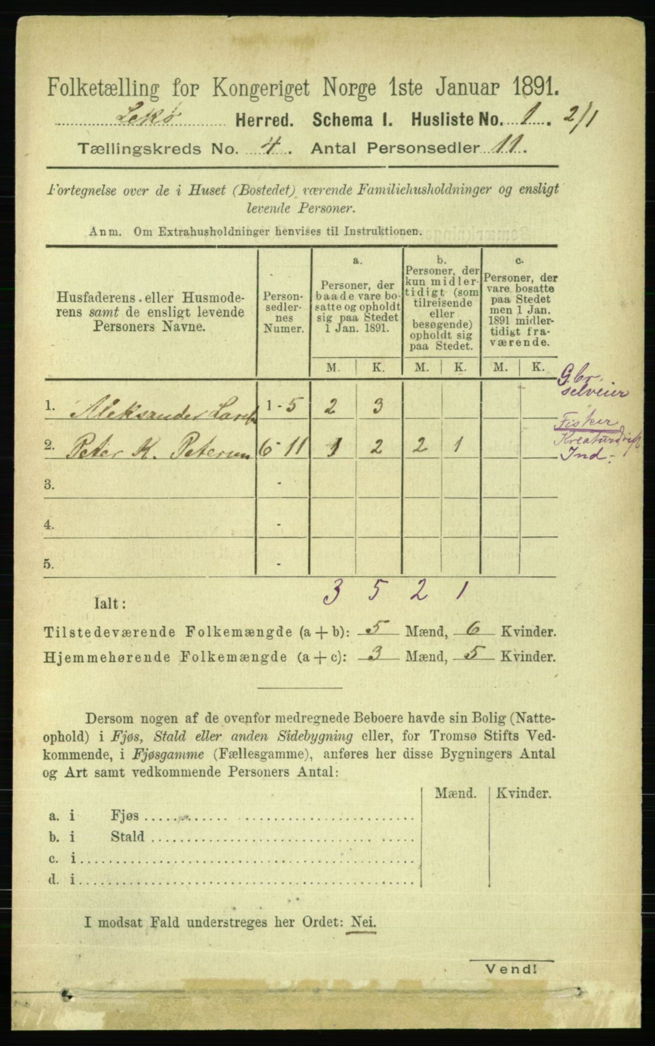 RA, 1891 census for 1755 Leka, 1891, p. 1829