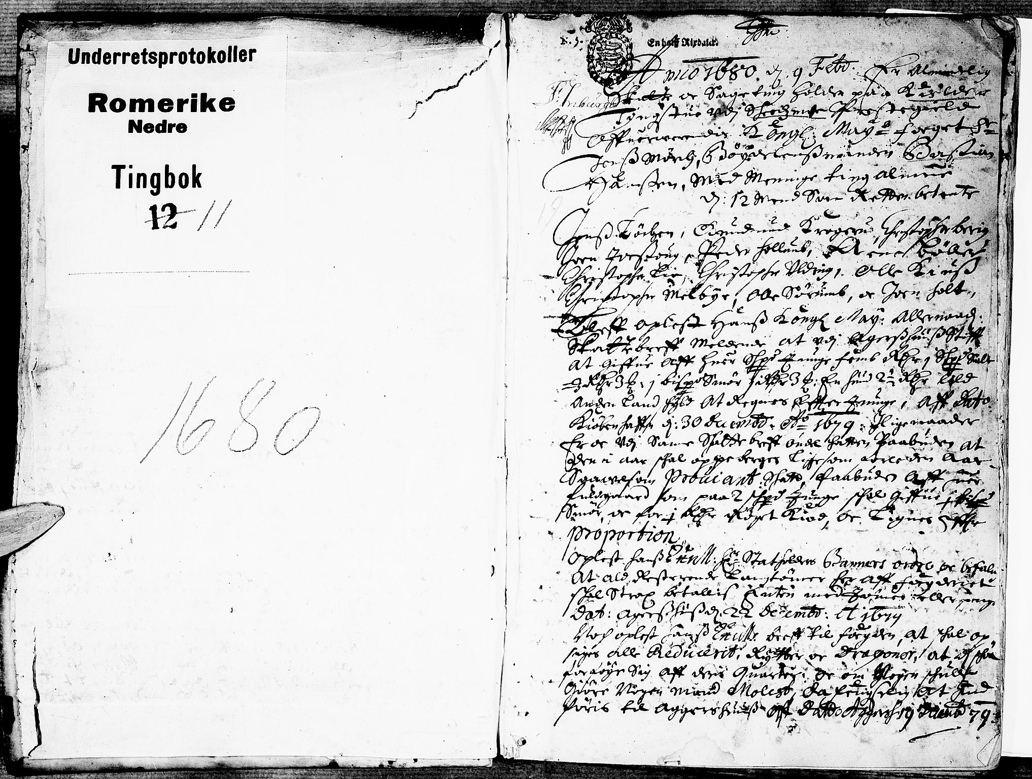 Nedre Romerike sorenskriveri, SAO/A-10469/F/Fb/L0011: Tingbok, 1680, p. 0b-1a