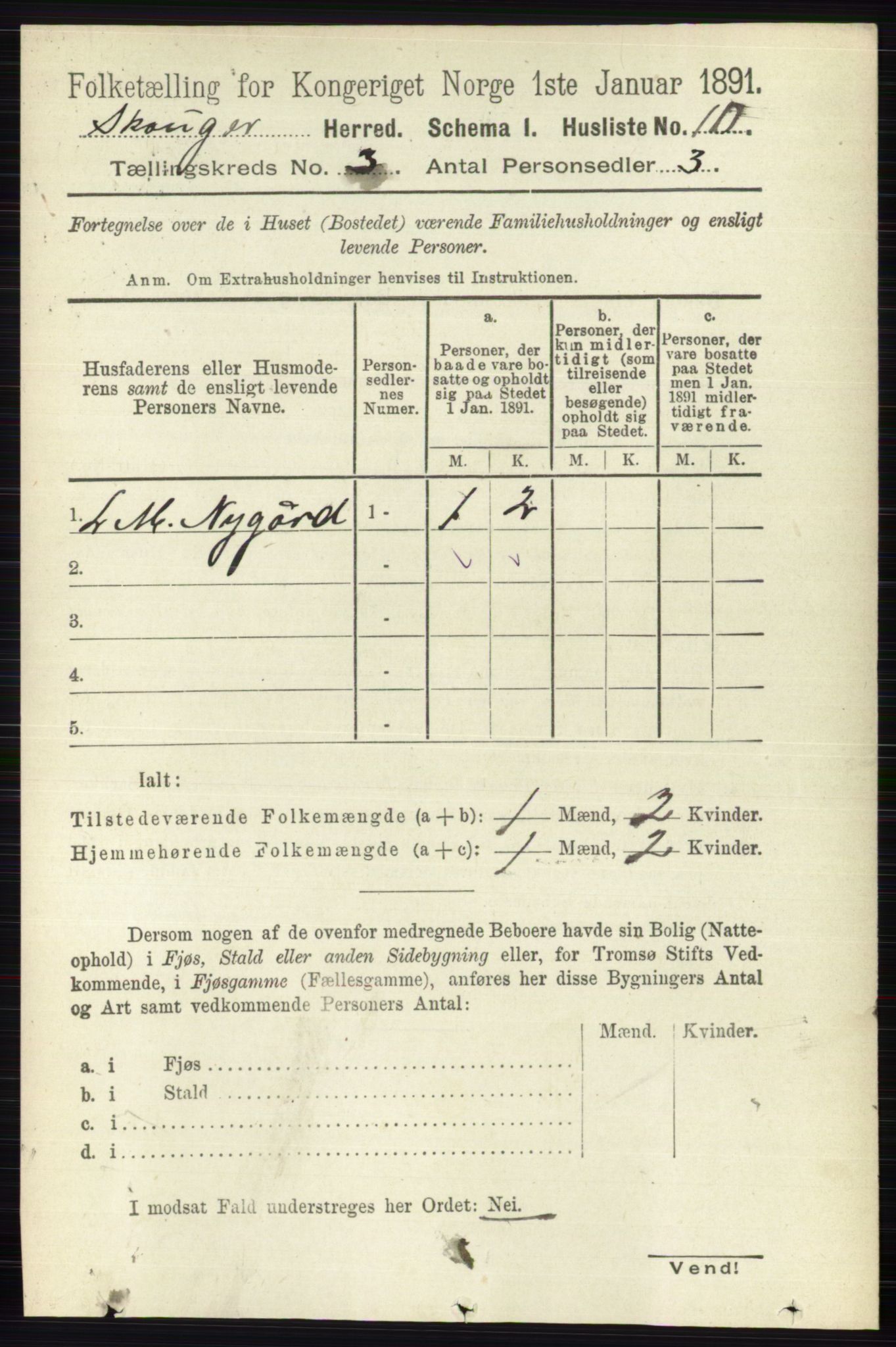 RA, 1891 census for 0712 Skoger, 1891, p. 1502