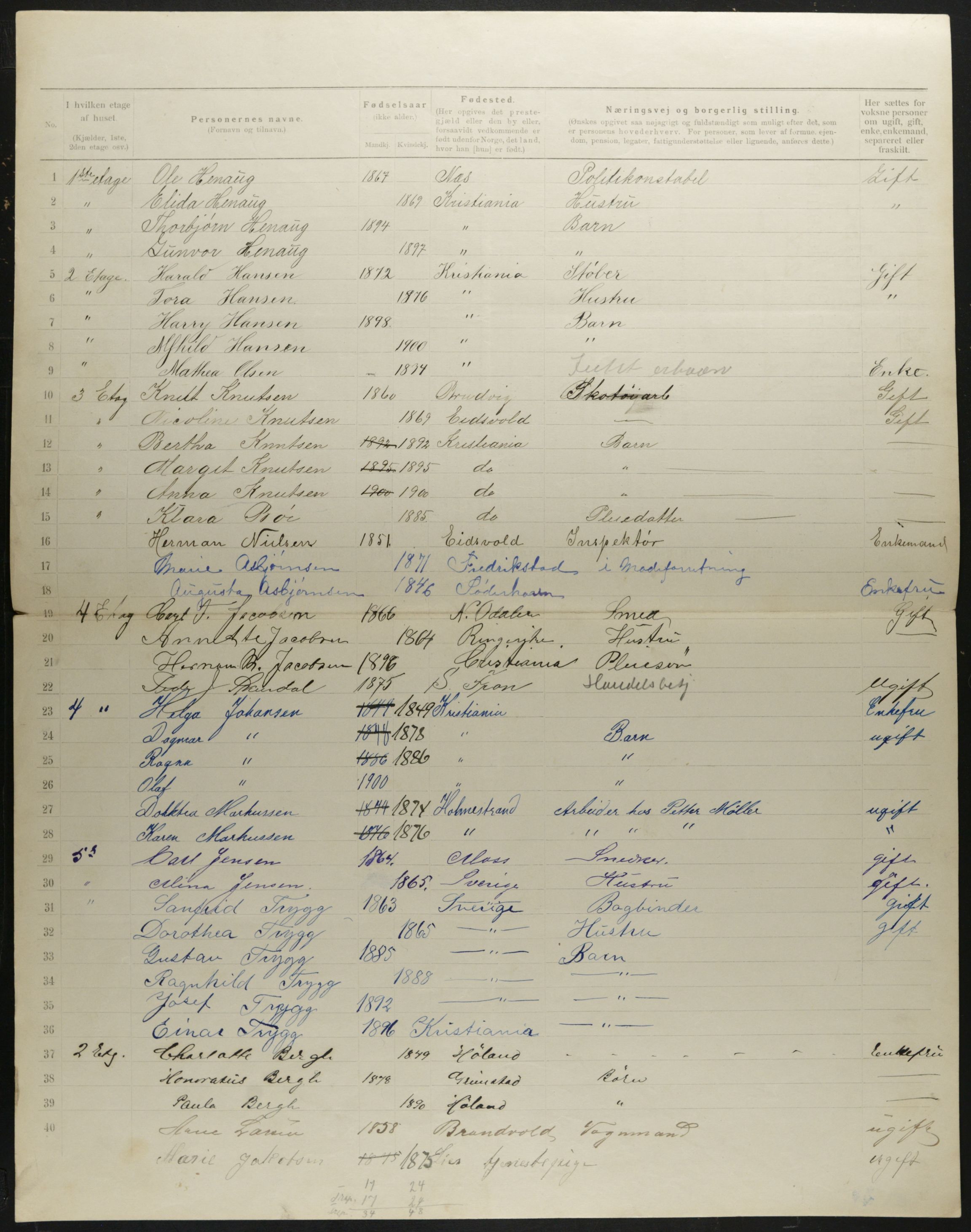 OBA, Municipal Census 1901 for Kristiania, 1901, p. 1347