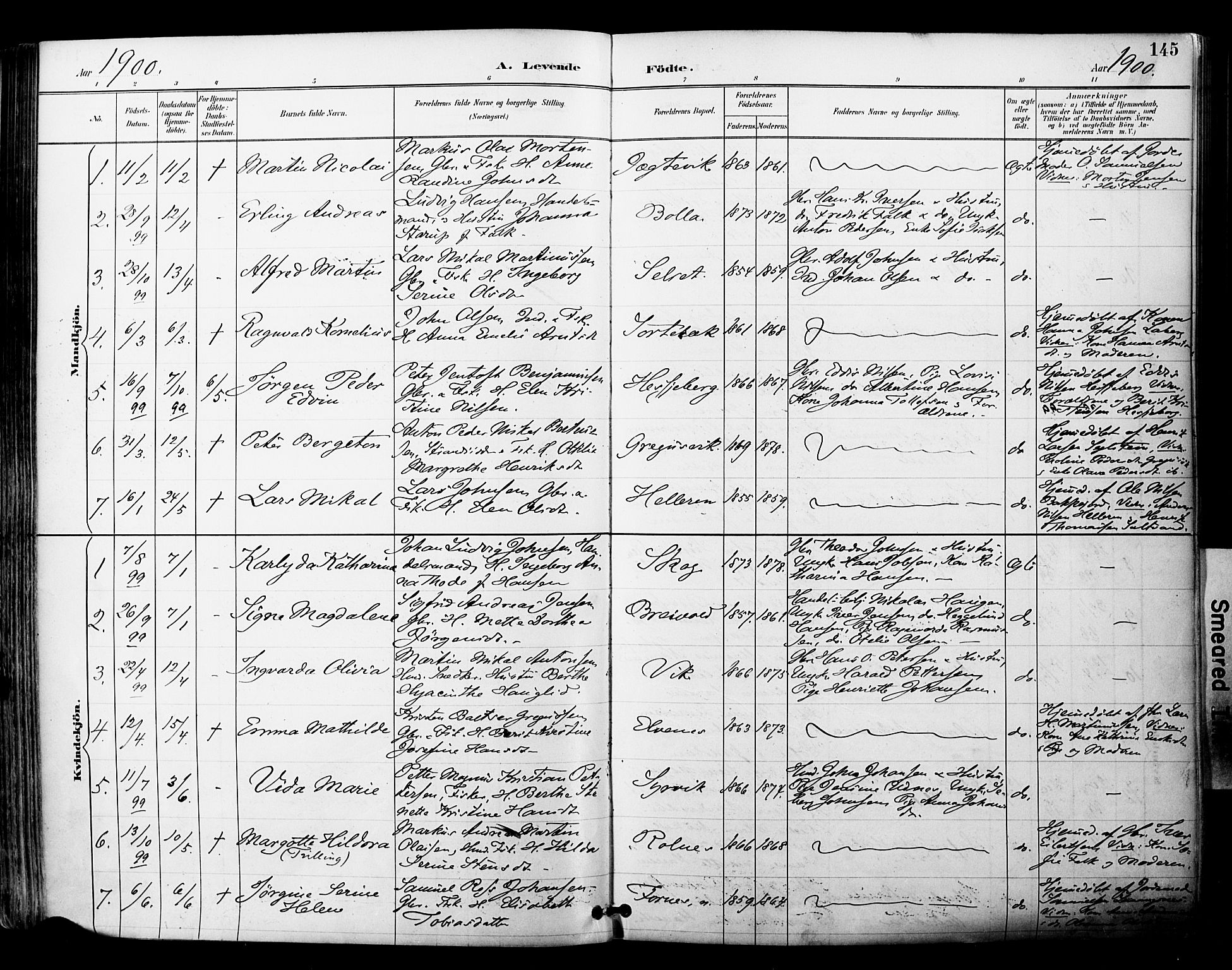 Ibestad sokneprestembete, SATØ/S-0077/H/Ha/Haa/L0012kirke: Parish register (official) no. 12, 1890-1900, p. 145