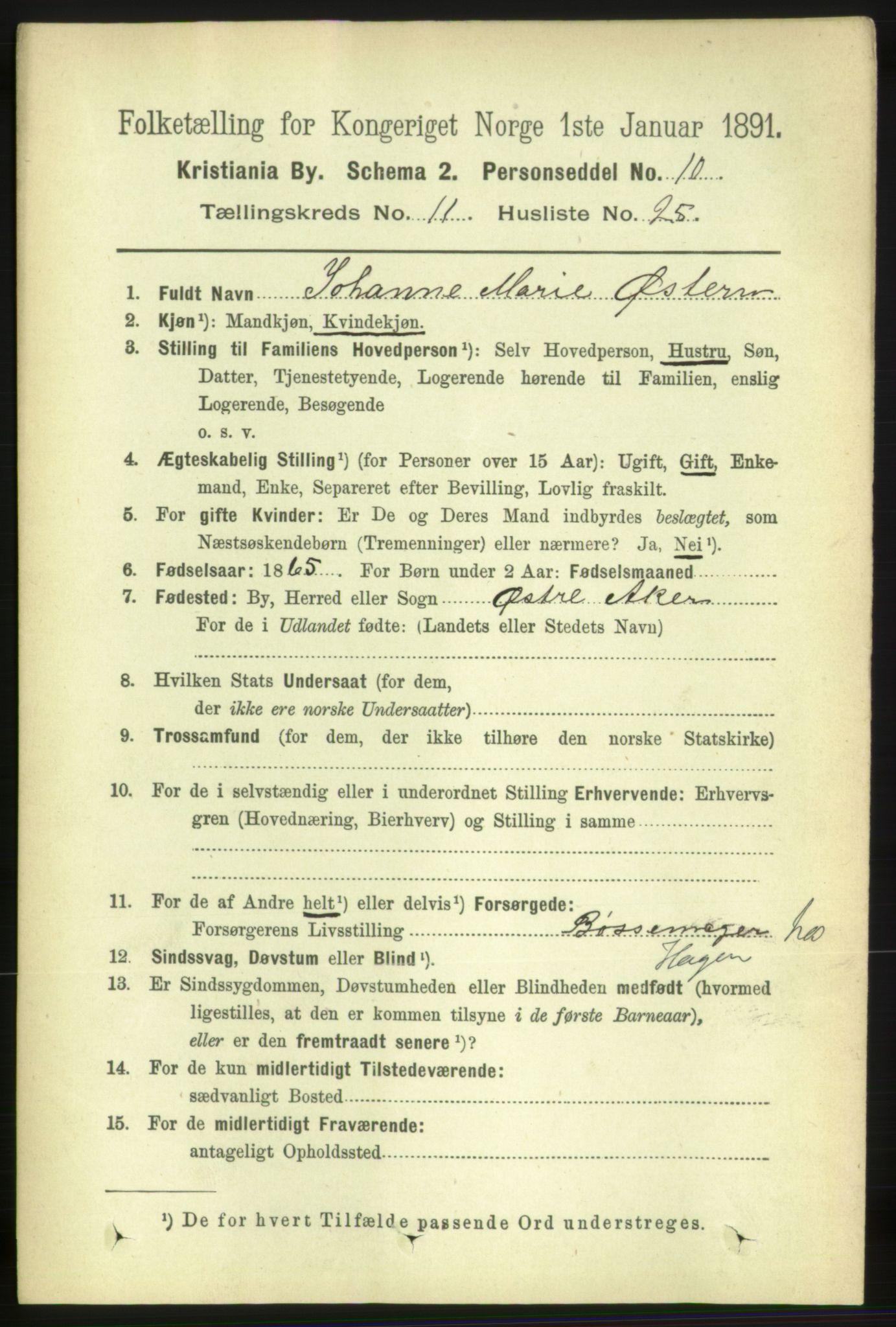 RA, 1891 census for 0301 Kristiania, 1891, p. 5292