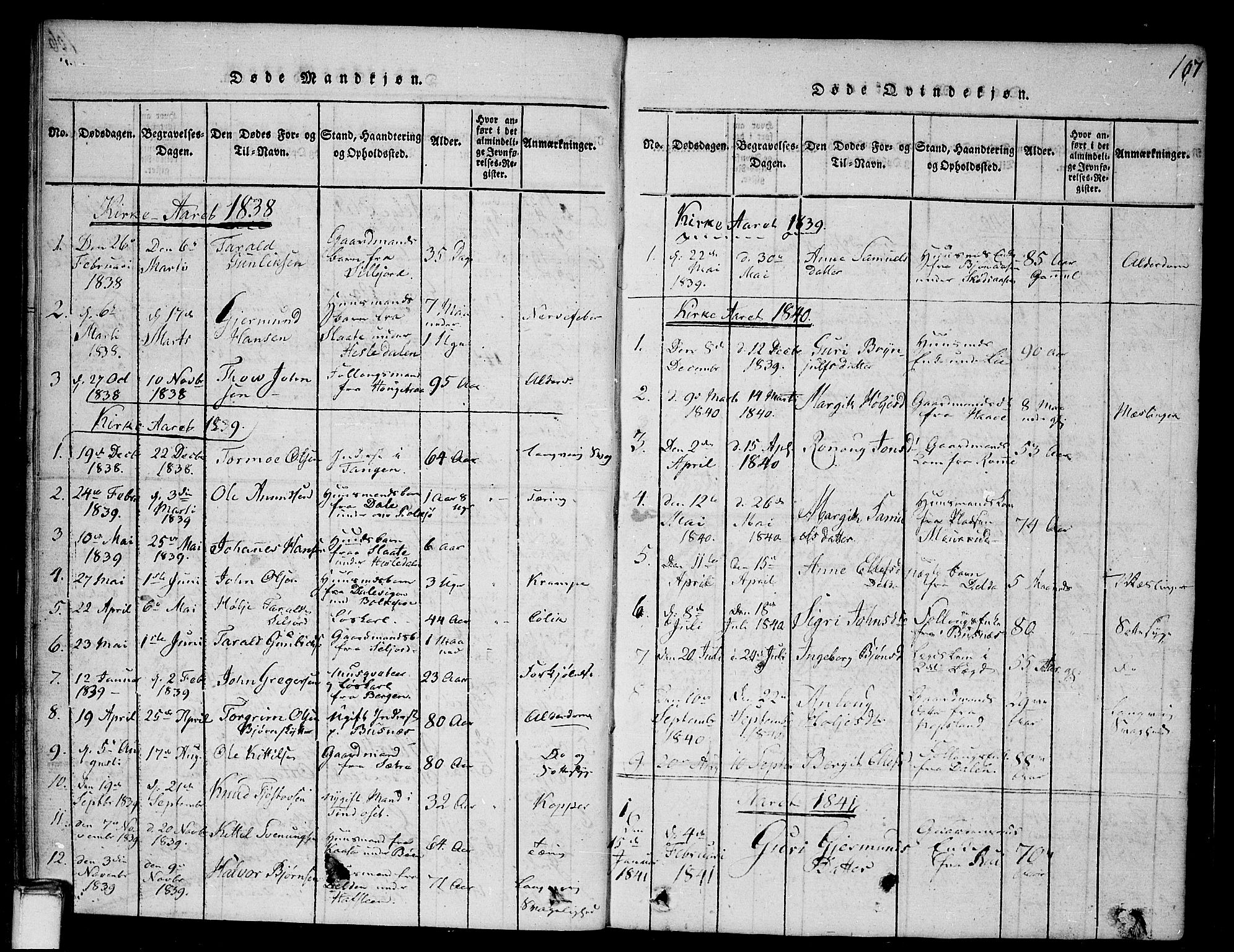 Gransherad kirkebøker, SAKO/A-267/G/Ga/L0001: Parish register (copy) no. I 1, 1815-1842, p. 107