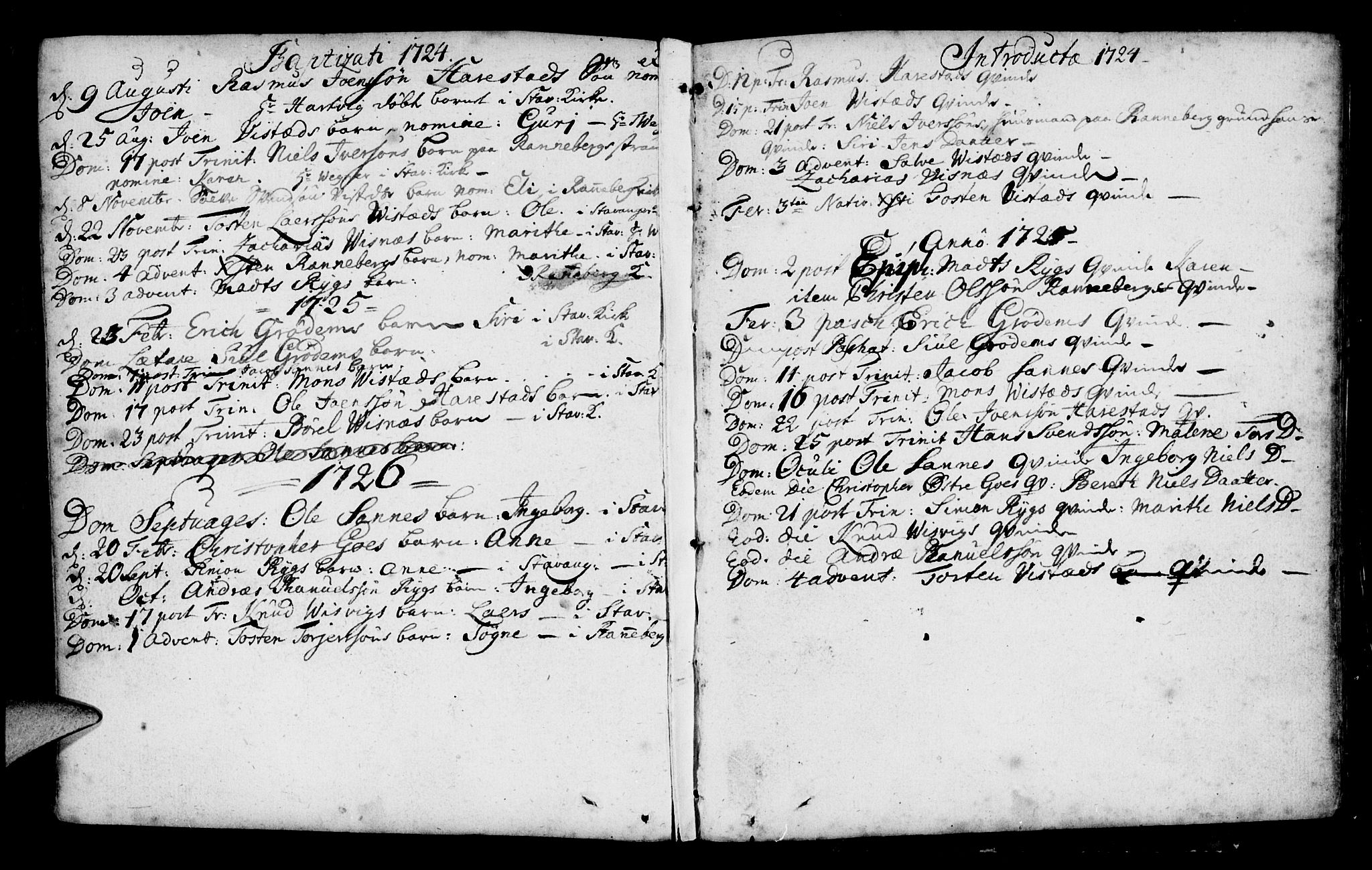 Domkirken sokneprestkontor, SAST/A-101812/001/30/30BA/L0001: Parish register (official) no. A 1 /2, 1724-1726