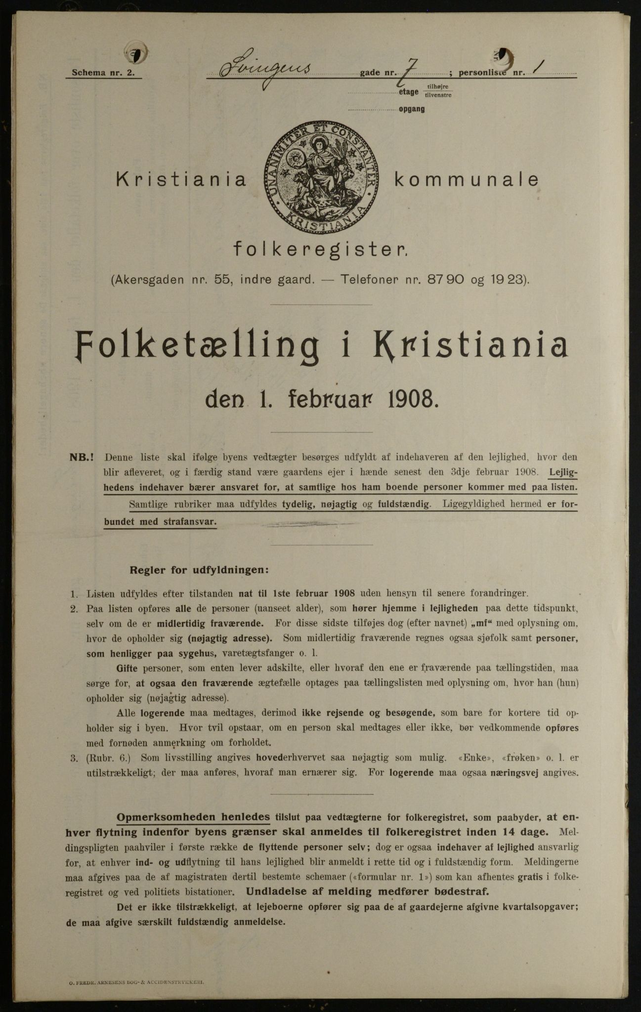 OBA, Municipal Census 1908 for Kristiania, 1908, p. 95435