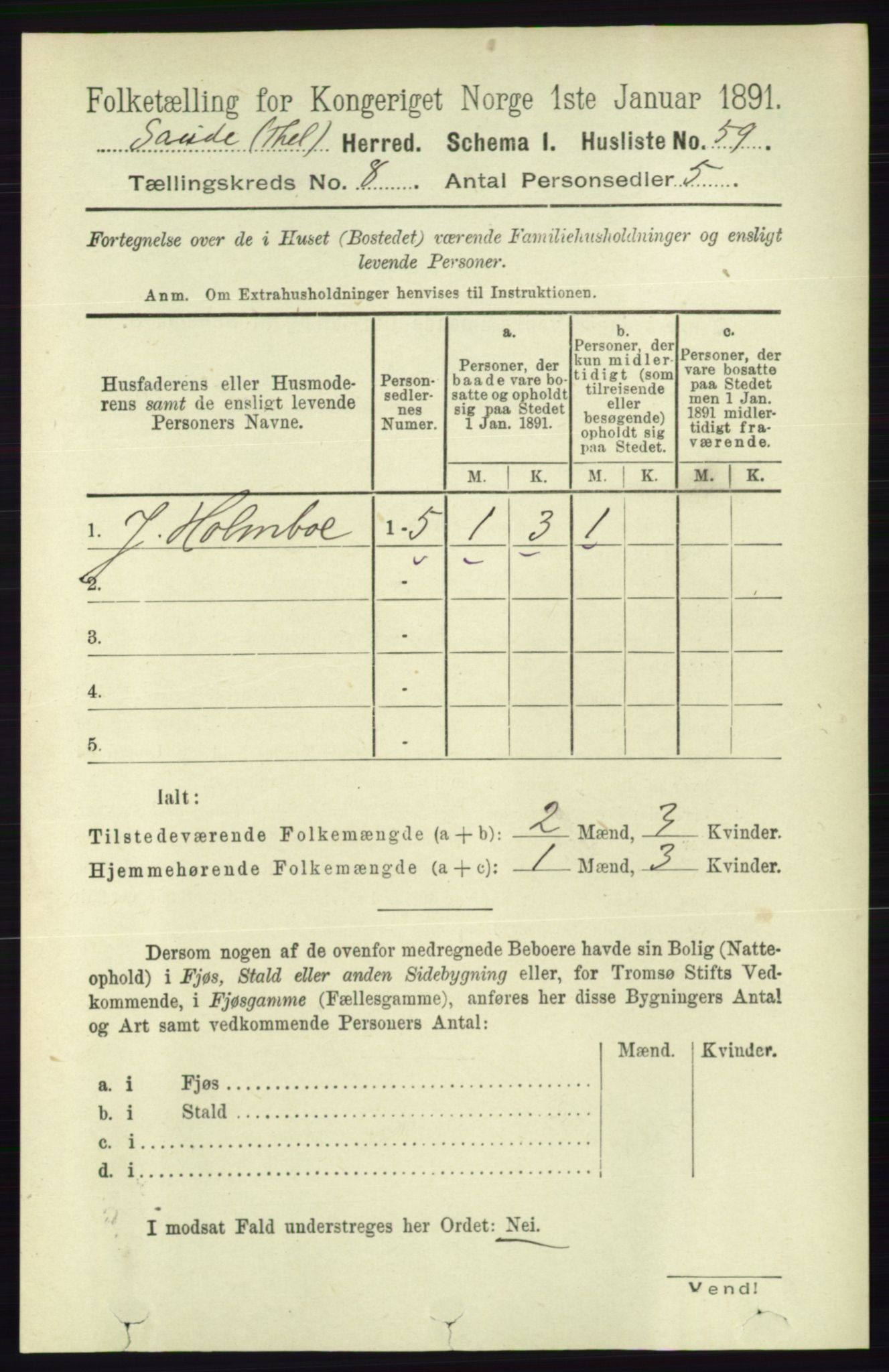 RA, 1891 census for 0822 Sauherad, 1891, p. 2318