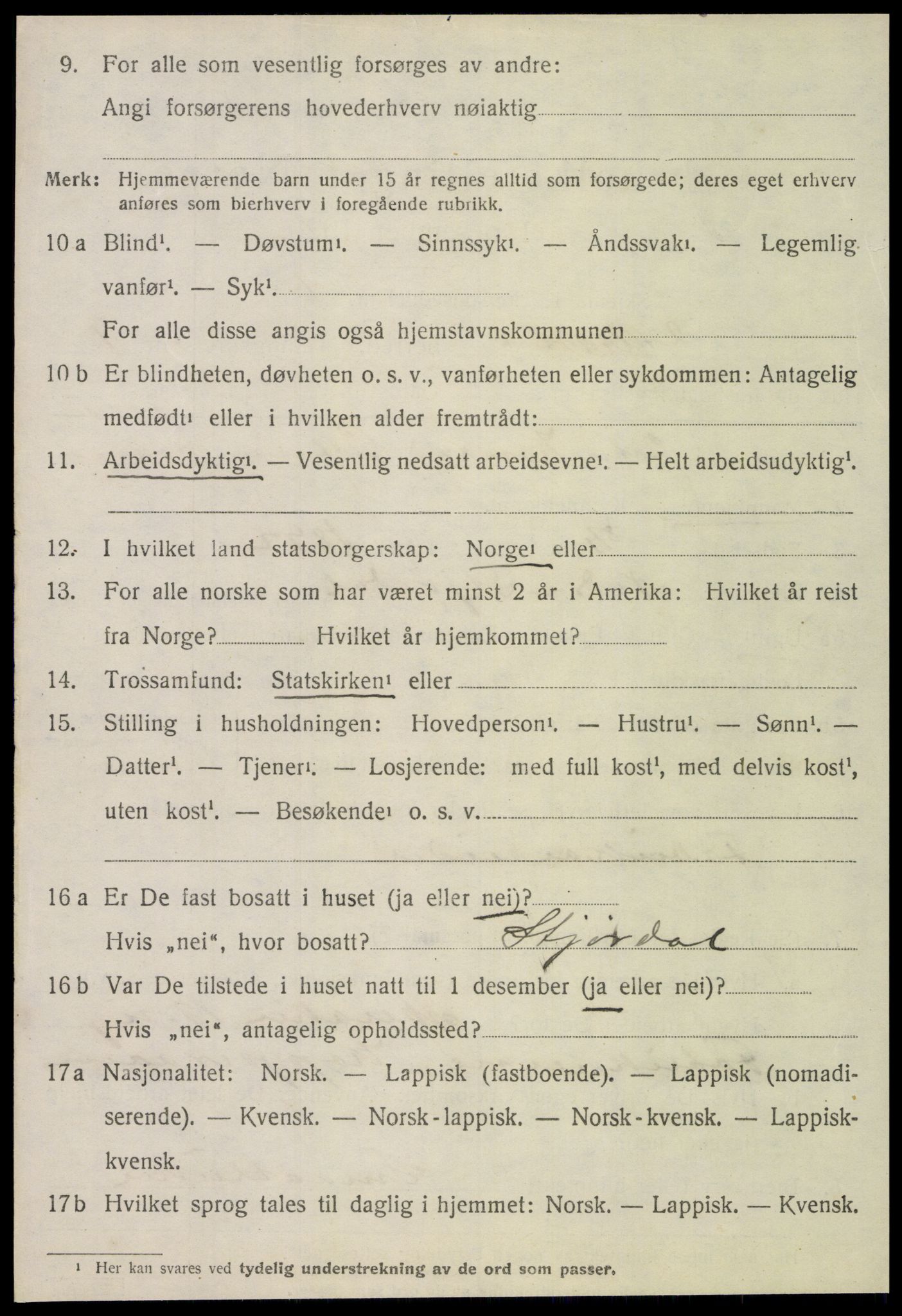 SAT, 1920 census for Meråker, 1920, p. 5971