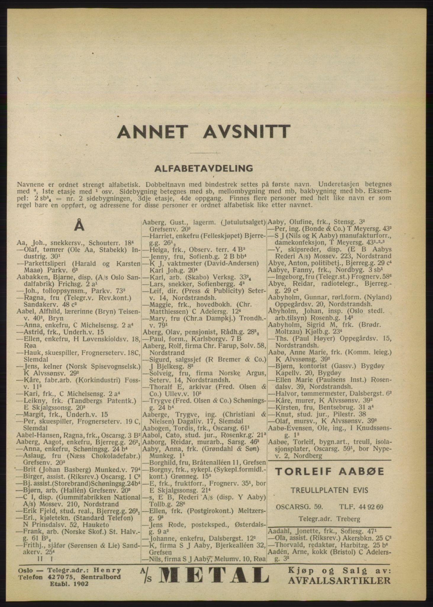 Kristiania/Oslo adressebok, PUBL/-, 1950, p. 41