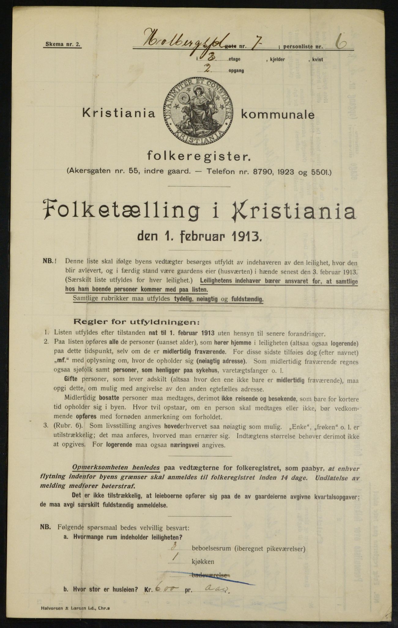 OBA, Municipal Census 1913 for Kristiania, 1913, p. 40442