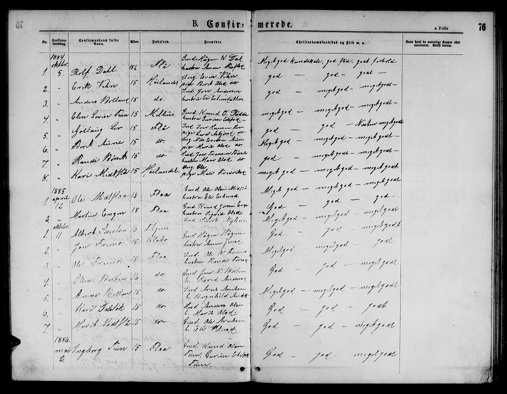 Ministerialprotokoller, klokkerbøker og fødselsregistre - Sør-Trøndelag, SAT/A-1456/693/L1122: Parish register (copy) no. 693C03, 1870-1886, p. 76