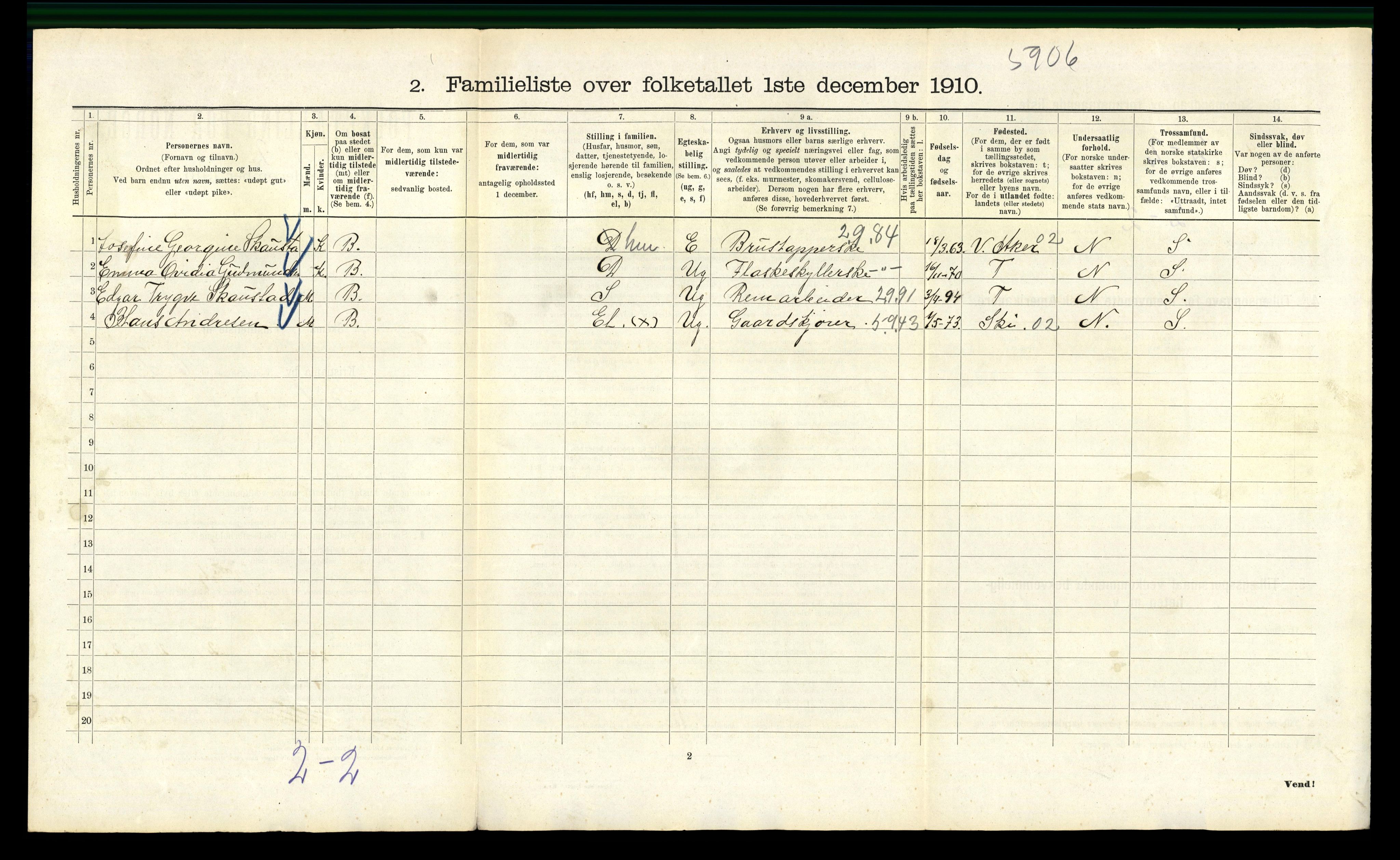 RA, 1910 census for Kristiania, 1910, p. 55774