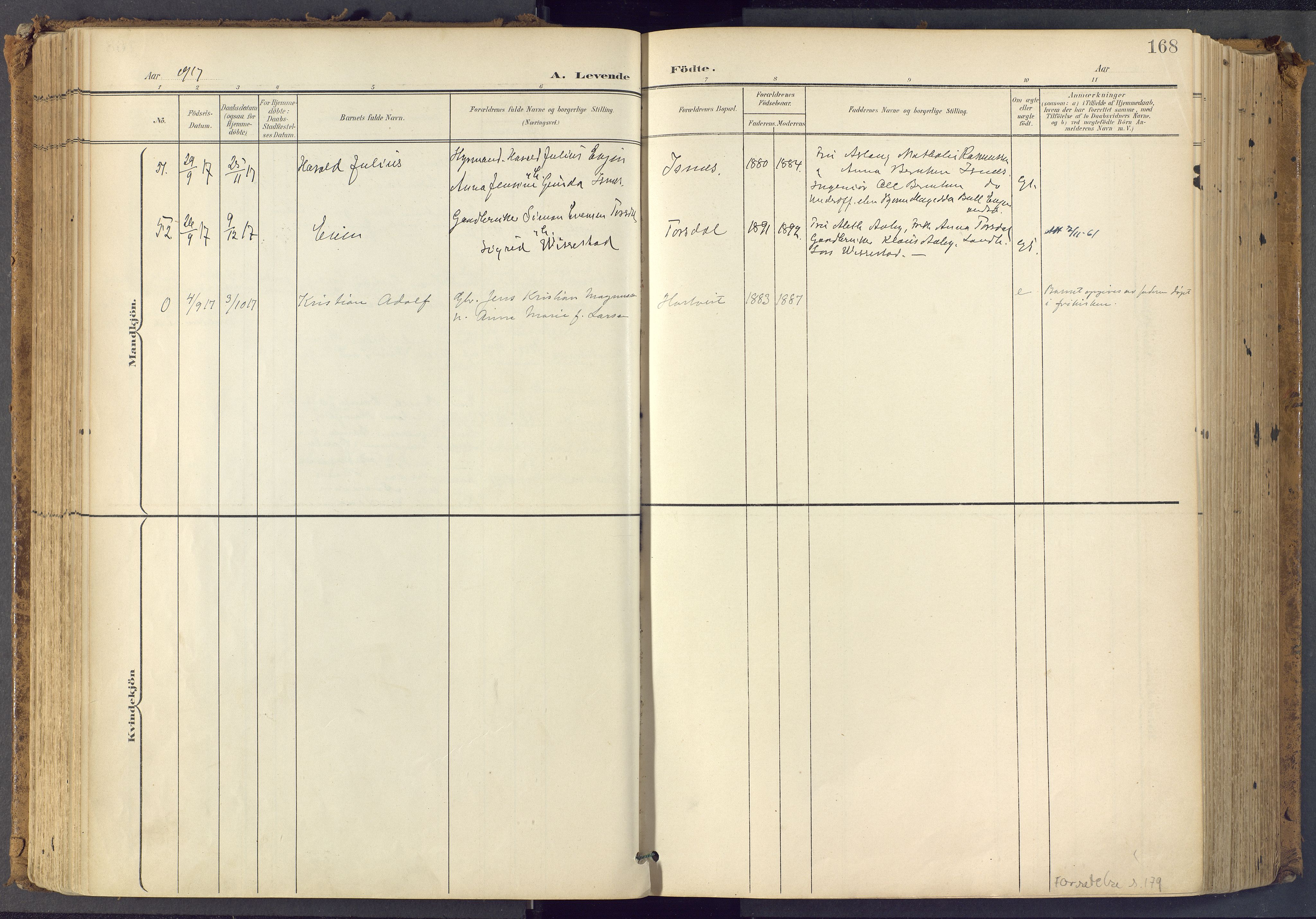 Bamble kirkebøker, SAKO/A-253/F/Fa/L0009: Parish register (official) no. I 9, 1901-1917, p. 168