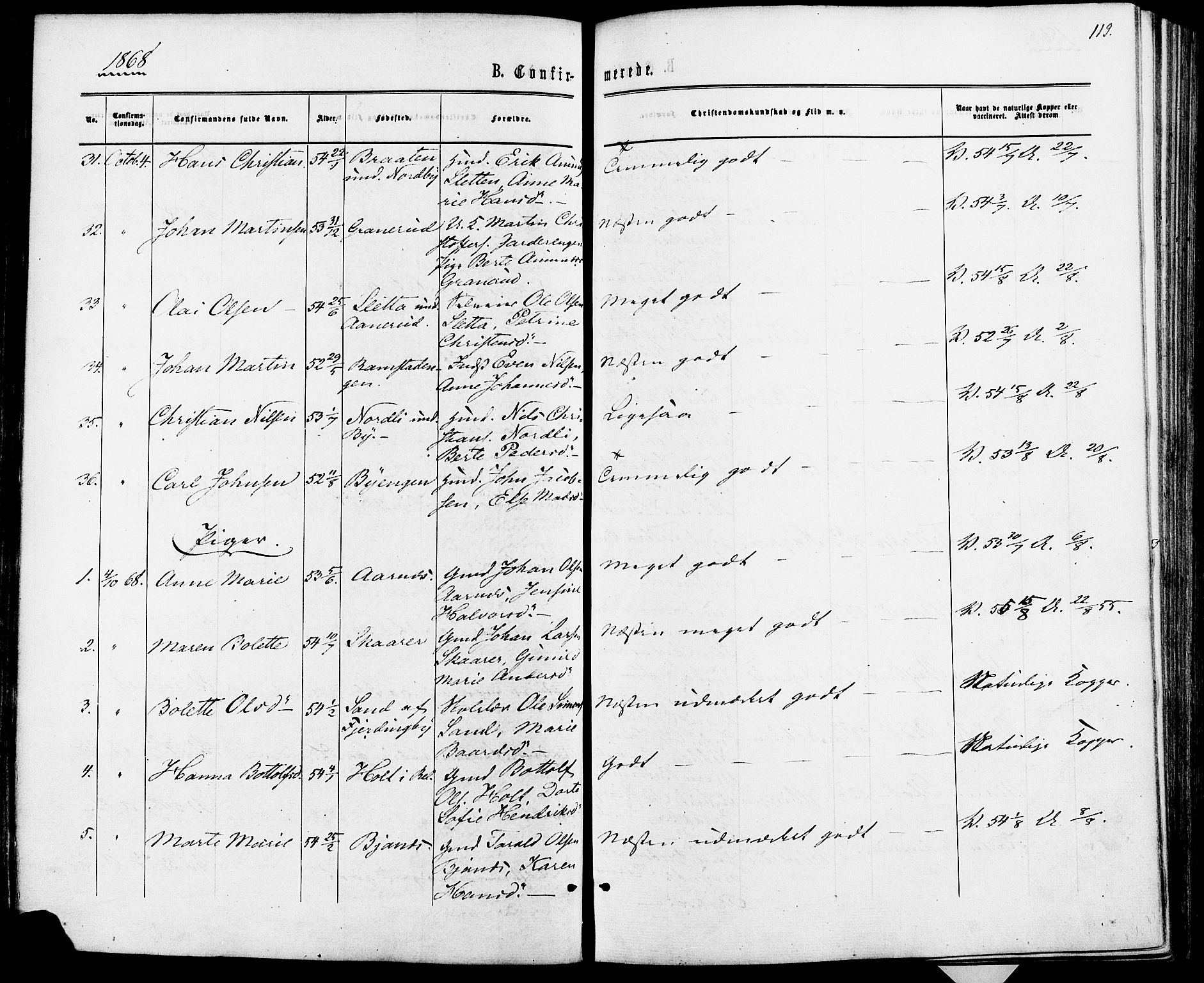 Fet prestekontor Kirkebøker, AV/SAO-A-10370a/F/Fa/L0013: Parish register (official) no. I 13, 1867-1877, p. 119