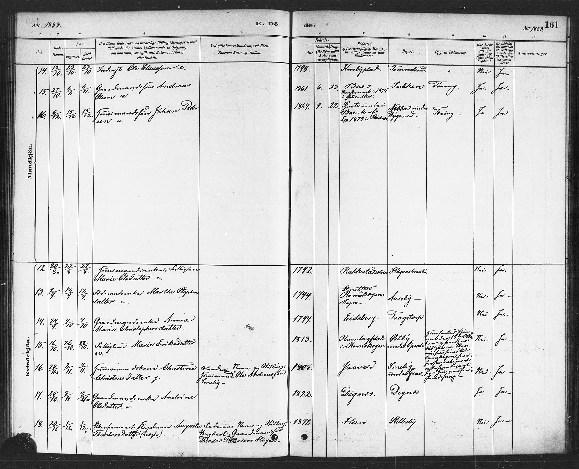 Rødenes prestekontor Kirkebøker, AV/SAO-A-2005/F/Fa/L0009: Parish register (official) no. I 9, 1880-1889, p. 161