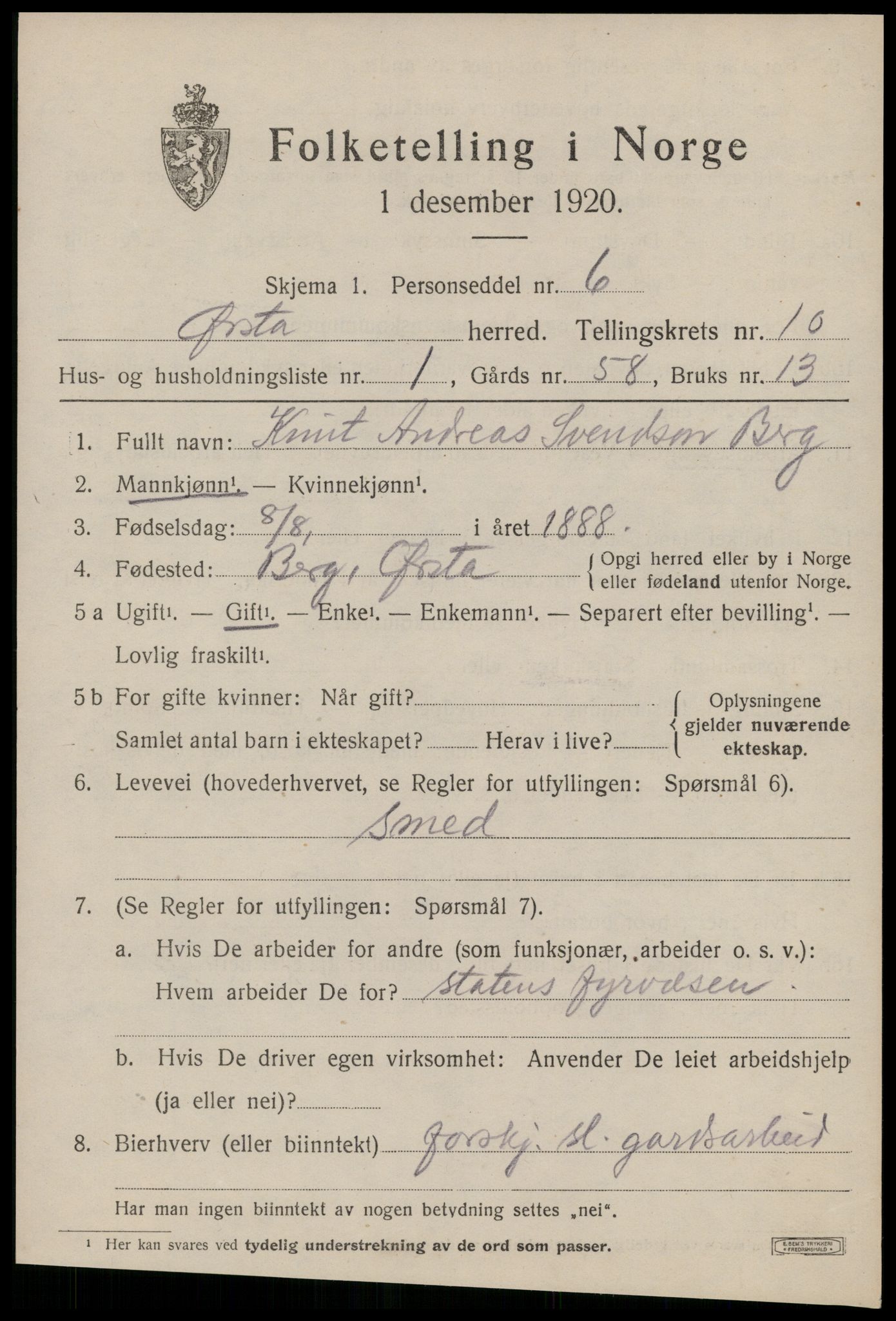 SAT, 1920 census for Ørsta, 1920, p. 6864