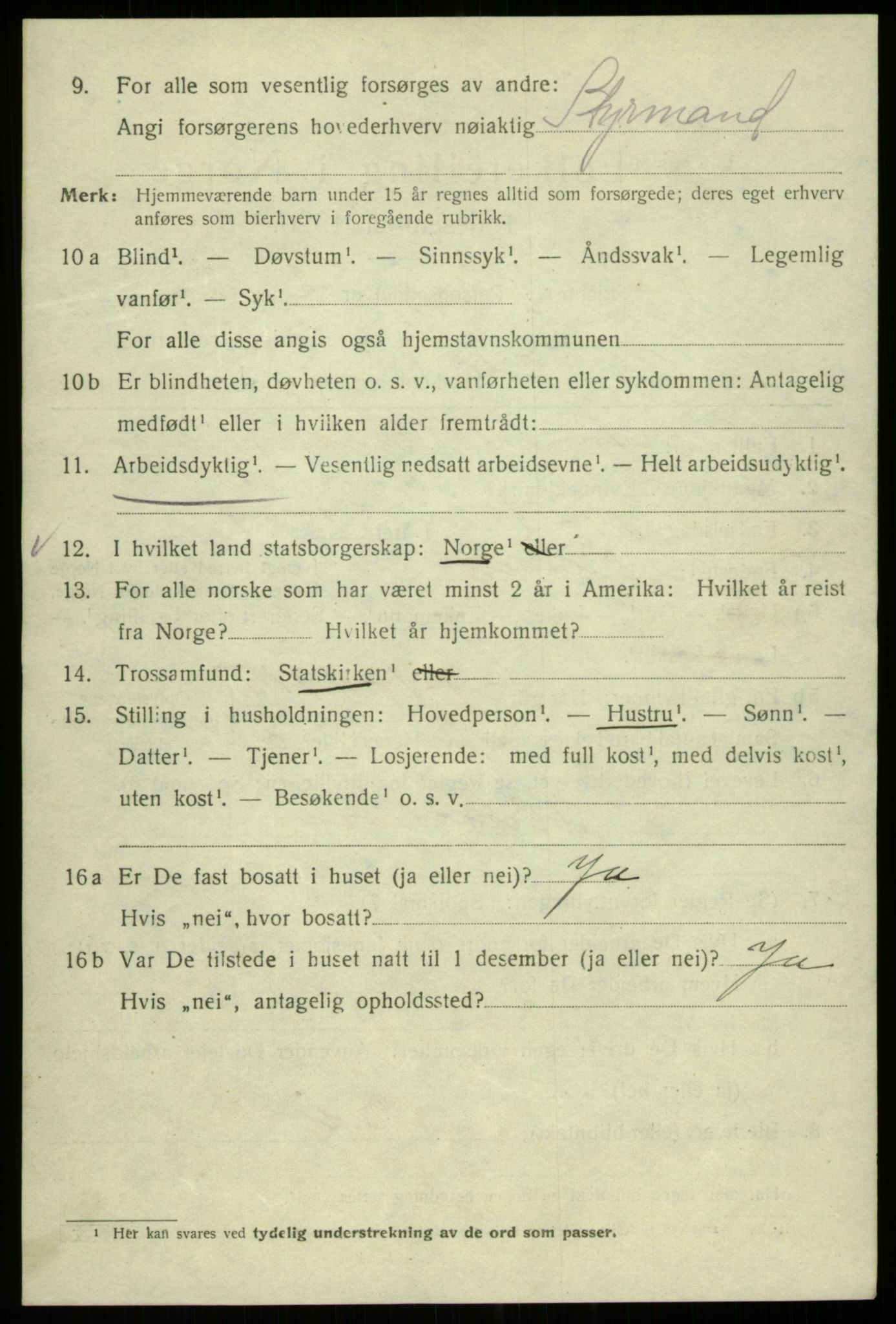 SAB, 1920 census for Bergen, 1920, p. 94714