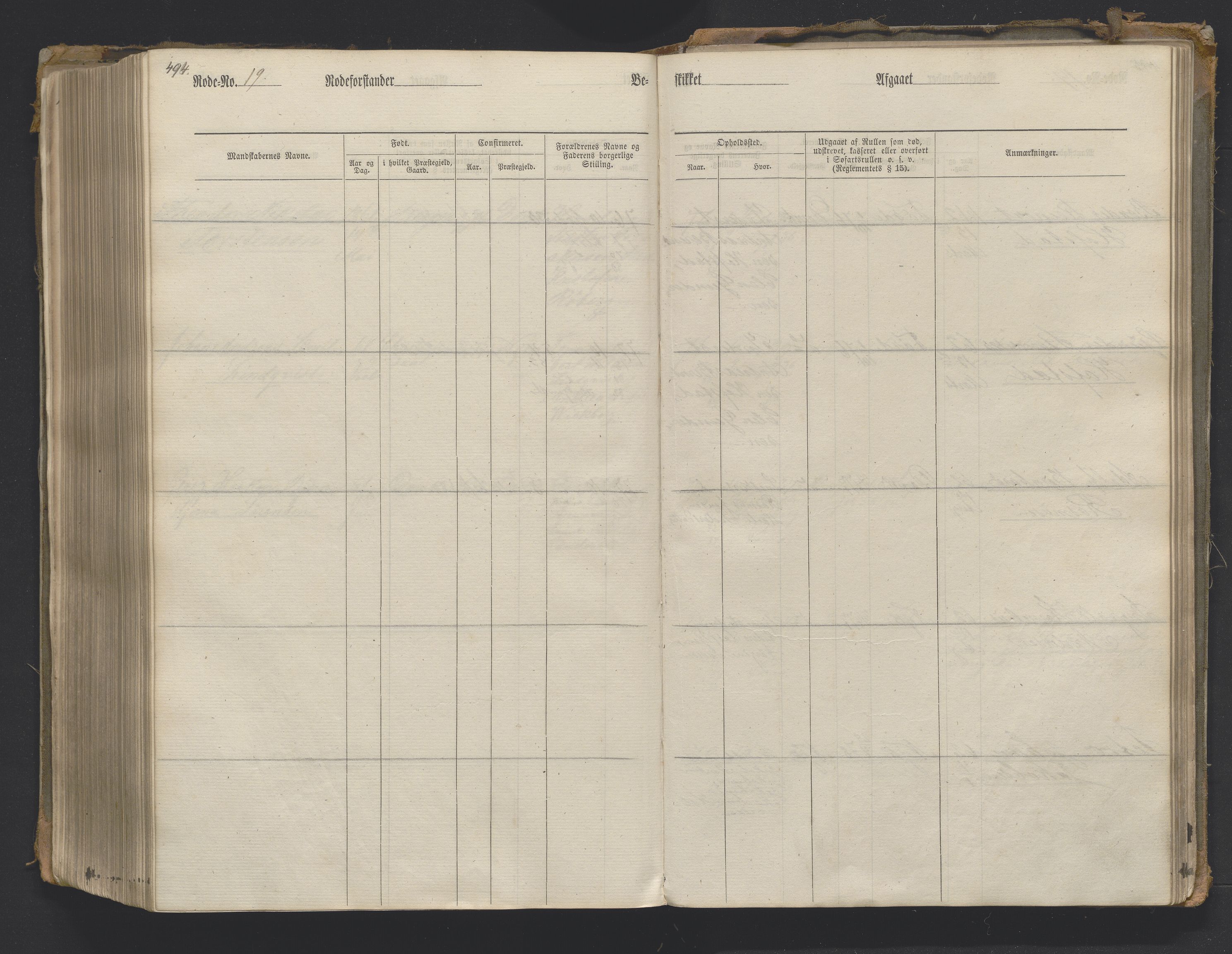 Bergens Krigskommisariat, SAB/A-5103/H/Hj/Hjc/Hjcb/L0001: Mannskapsrulle rode nr 1-21 (eldre ref: 275), 1870-1895, p. 494