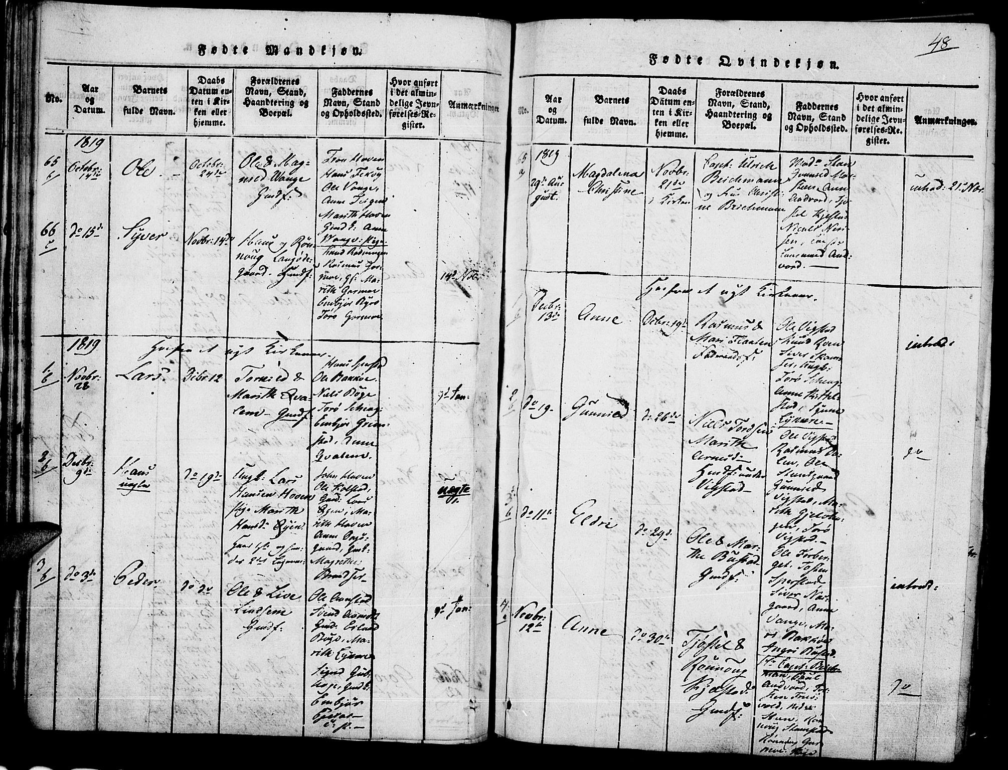 Lom prestekontor, AV/SAH-PREST-070/K/L0004: Parish register (official) no. 4, 1815-1825, p. 48