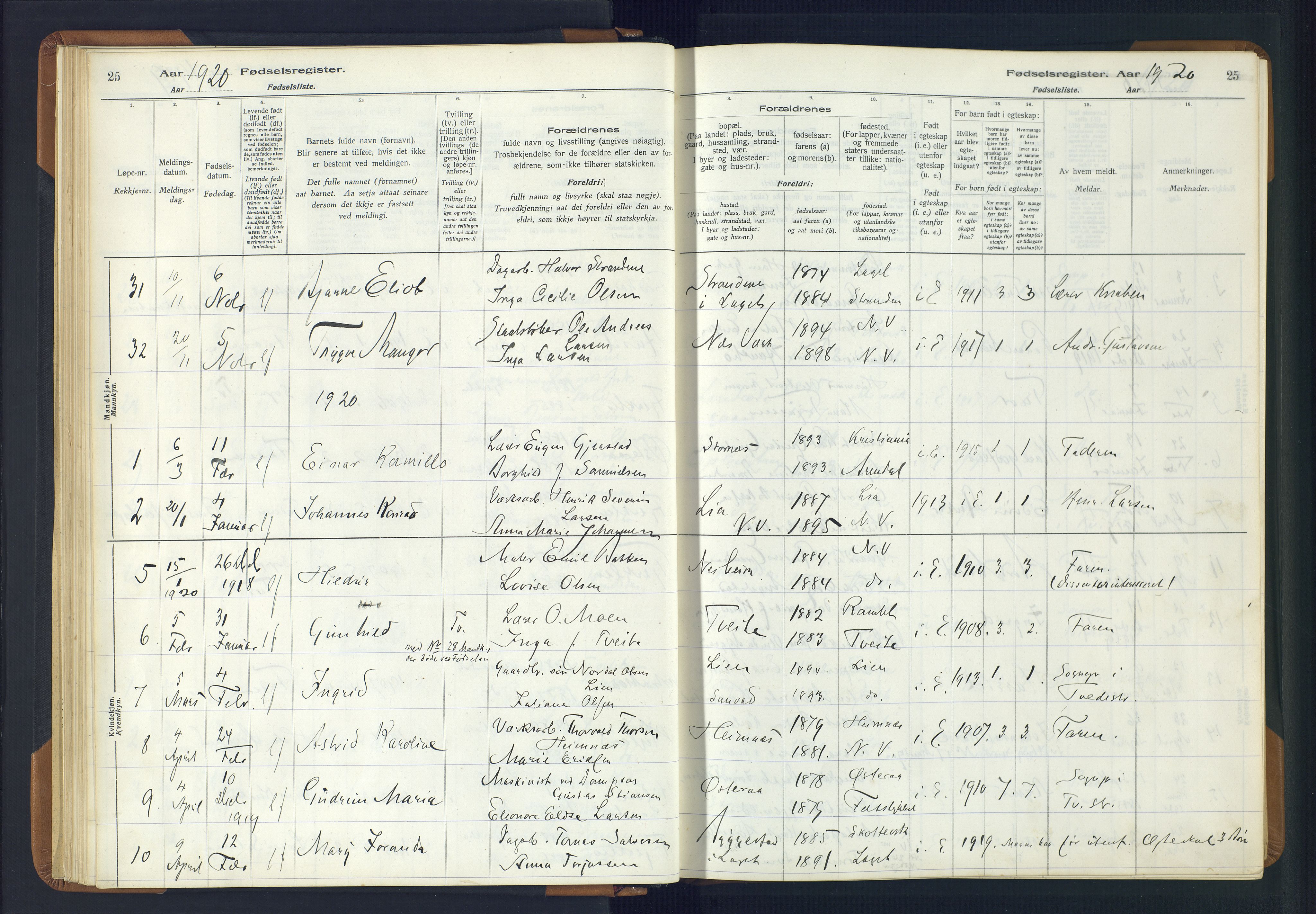 Holt sokneprestkontor, SAK/1111-0021/J/Ja/L0001: Birth register no. II.4.1, 1916-1946, p. 25