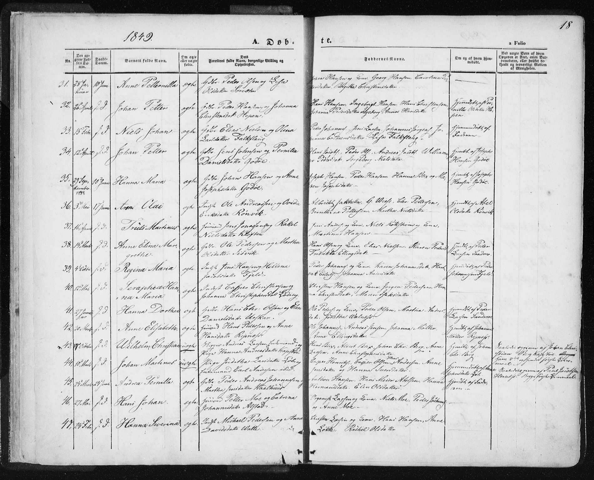 Ministerialprotokoller, klokkerbøker og fødselsregistre - Nordland, SAT/A-1459/801/L0007: Parish register (official) no. 801A07, 1845-1863, p. 18