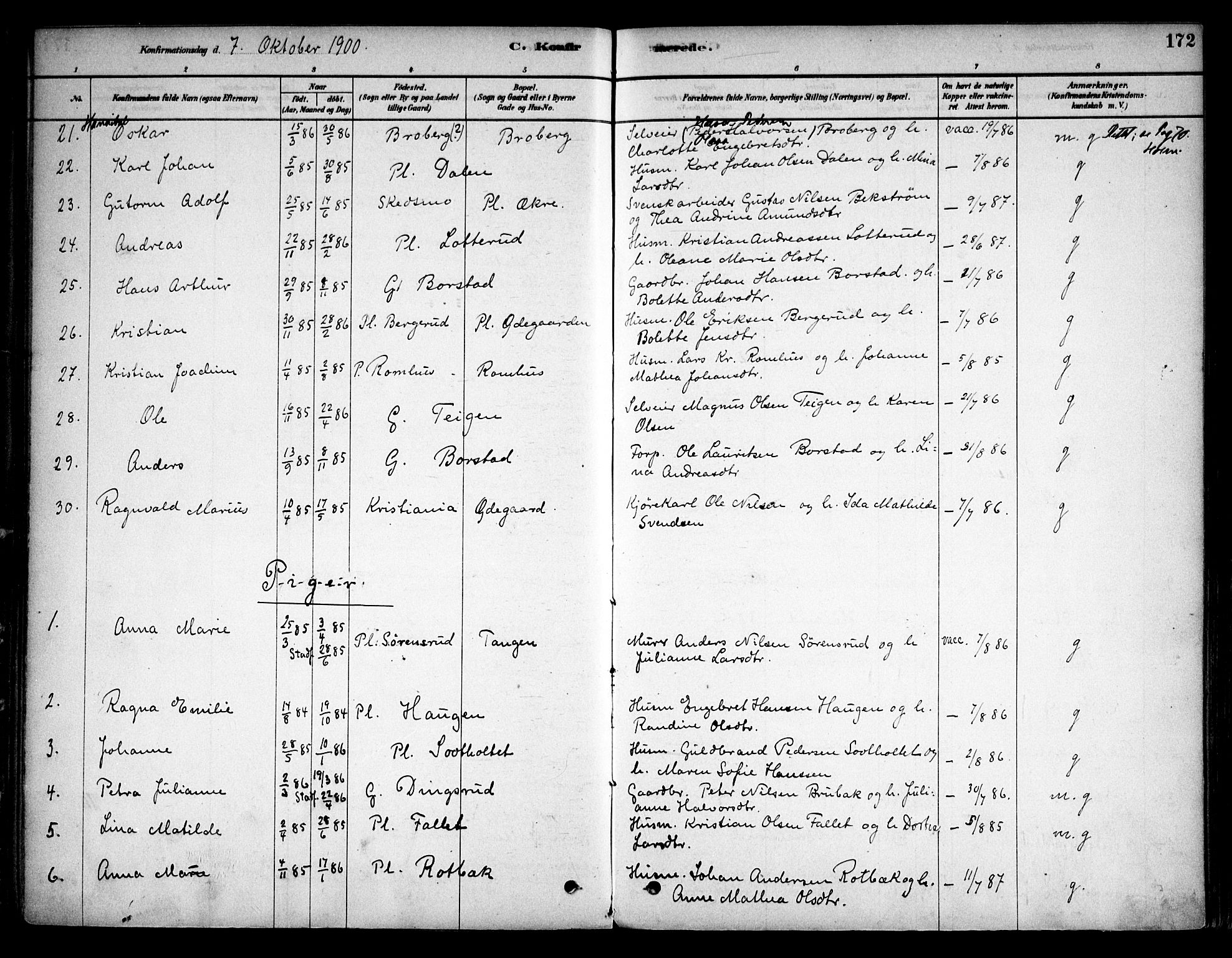 Aurskog prestekontor Kirkebøker, SAO/A-10304a/F/Fa/L0008: Parish register (official) no. I 8, 1878-1937, p. 172