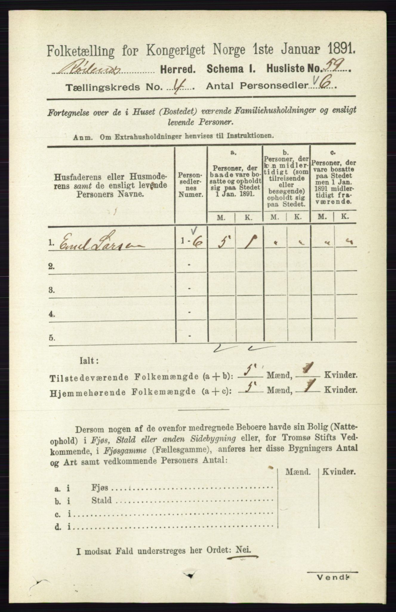 RA, 1891 census for 0120 Rødenes, 1891, p. 1622