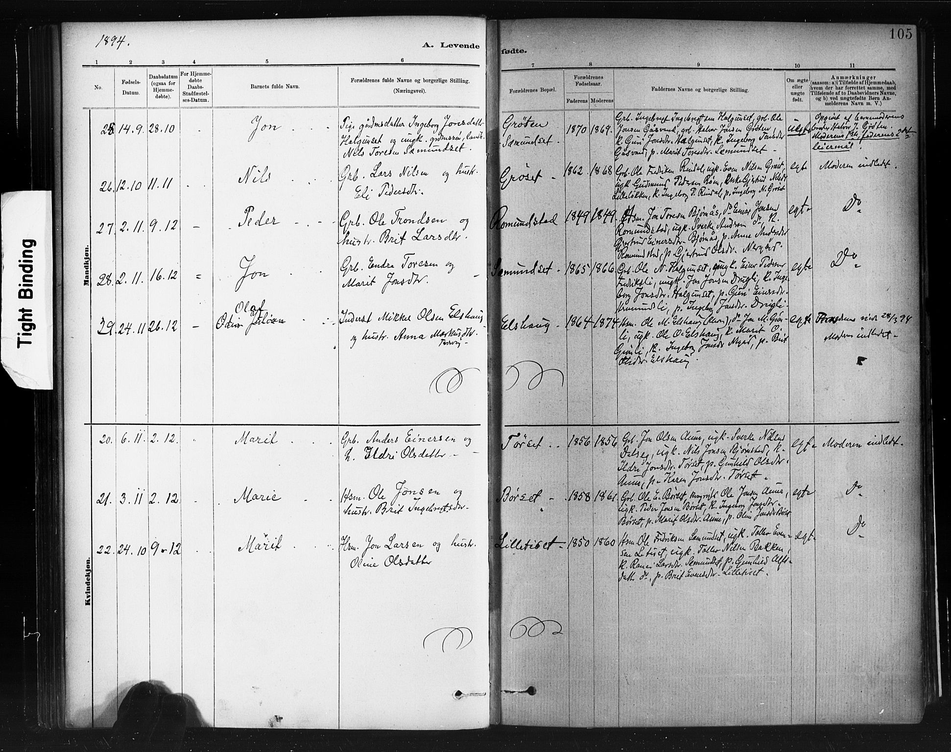 Ministerialprotokoller, klokkerbøker og fødselsregistre - Møre og Romsdal, AV/SAT-A-1454/598/L1069: Parish register (official) no. 598A03, 1882-1895, p. 105