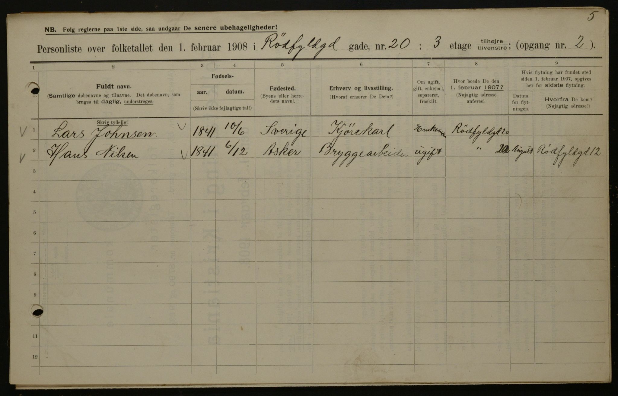 OBA, Municipal Census 1908 for Kristiania, 1908, p. 77408