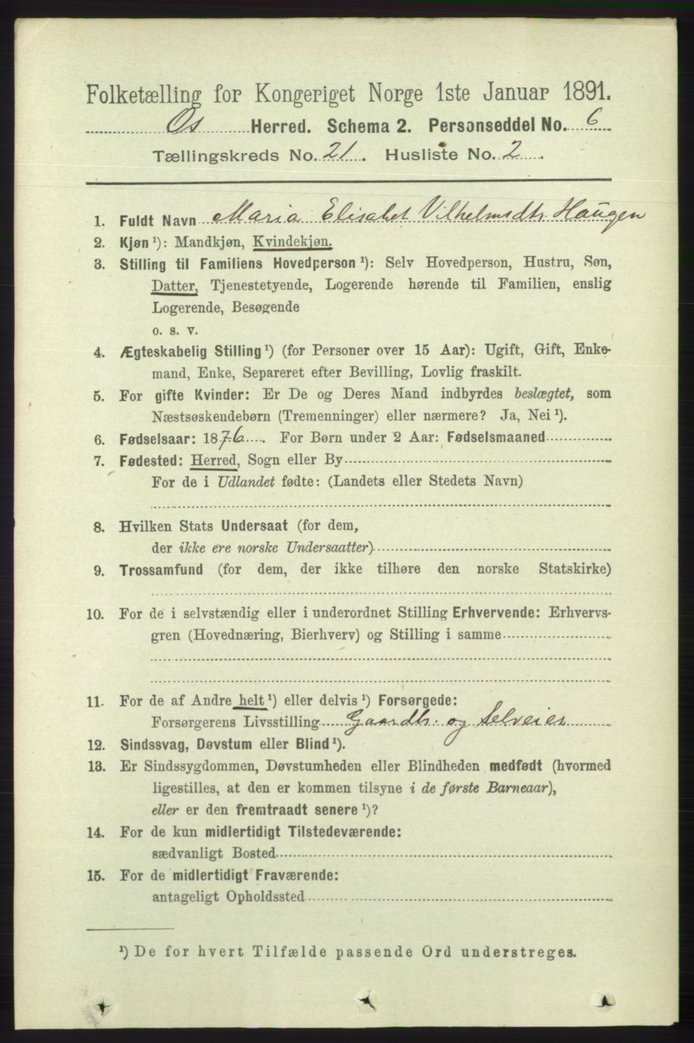 RA, 1891 census for 1243 Os, 1891, p. 4850