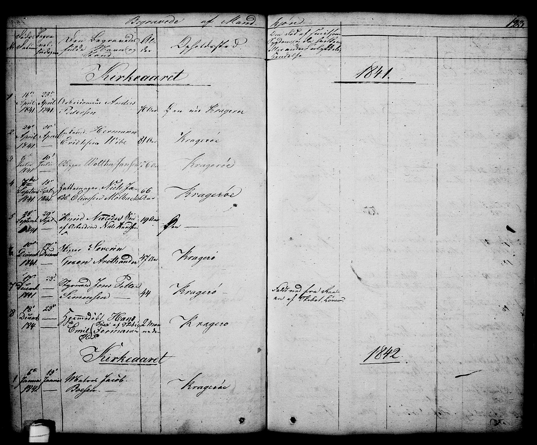 Kragerø kirkebøker, AV/SAKO-A-278/G/Ga/L0003: Parish register (copy) no. 3, 1832-1852, p. 123