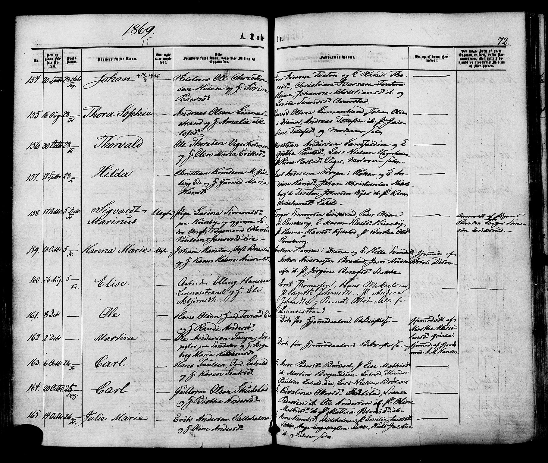 Lier kirkebøker, SAKO/A-230/F/Fa/L0013: Parish register (official) no. I 13, 1865-1874, p. 72